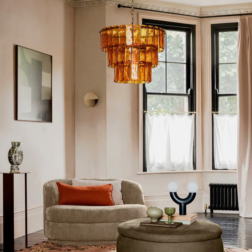 3 Tier Glass Chandelier | Amber - Image 5