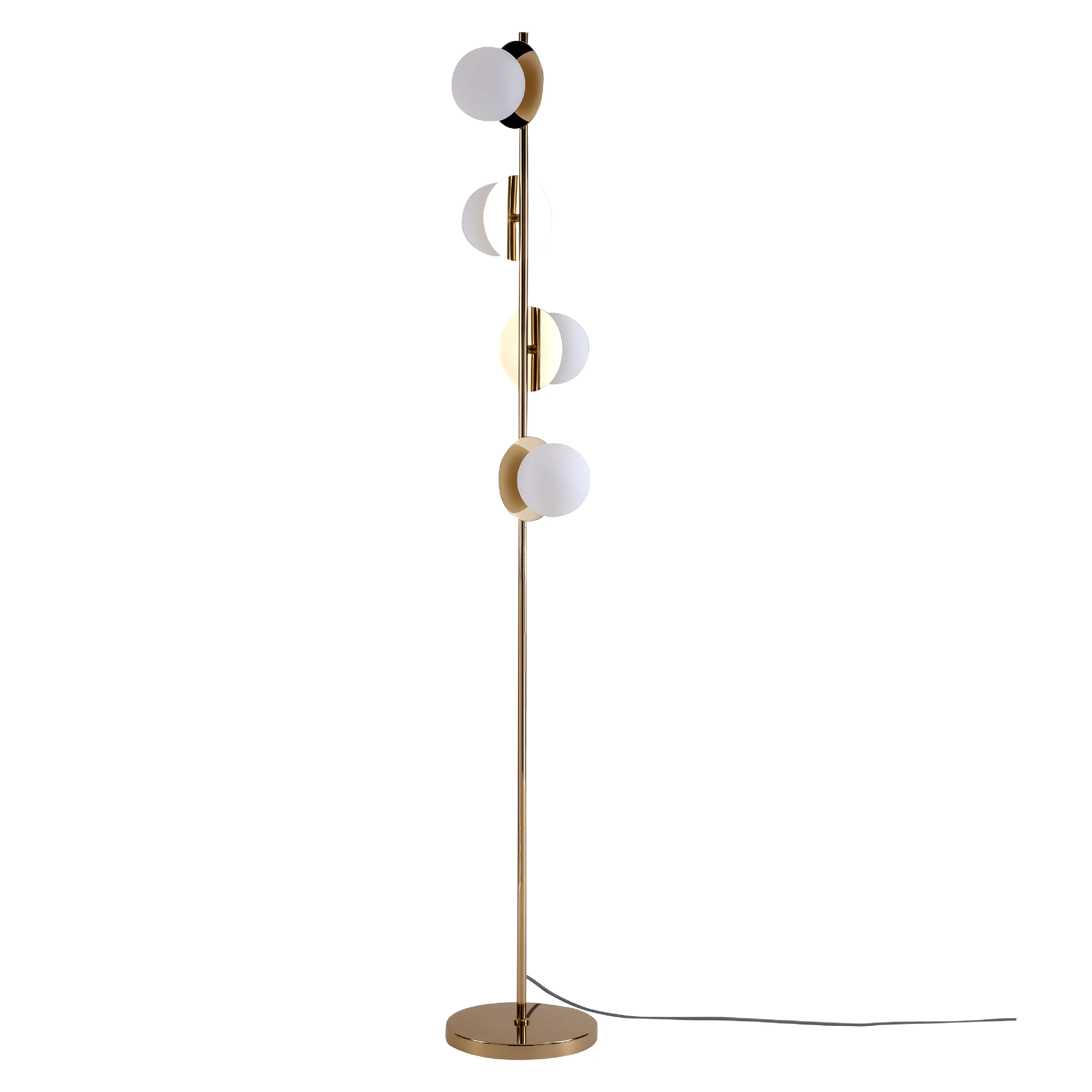 4 Shade Opal Disk Floor Light | Brass - Image 3