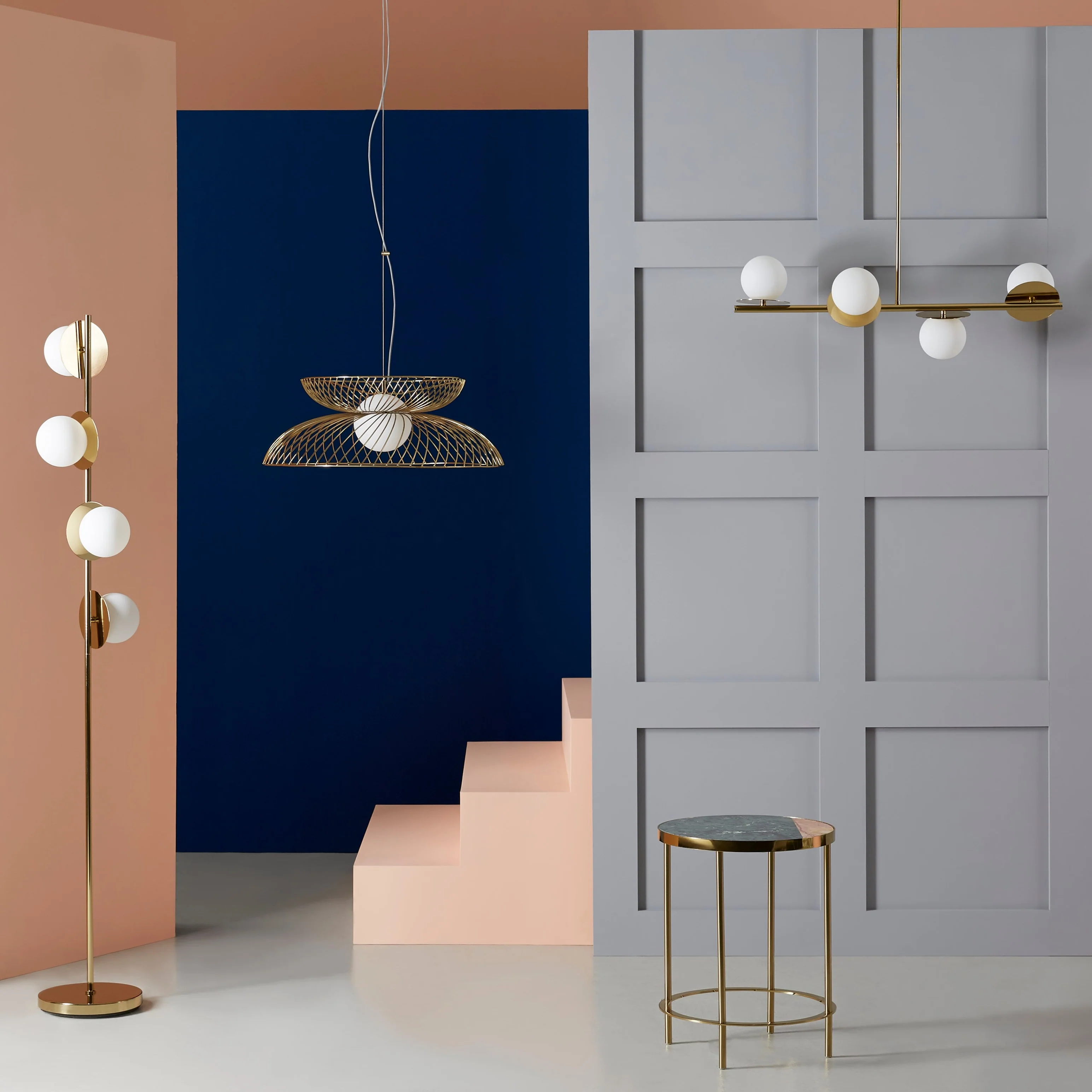 4 Shade Opal Disk Floor Light | Brass - Image 5