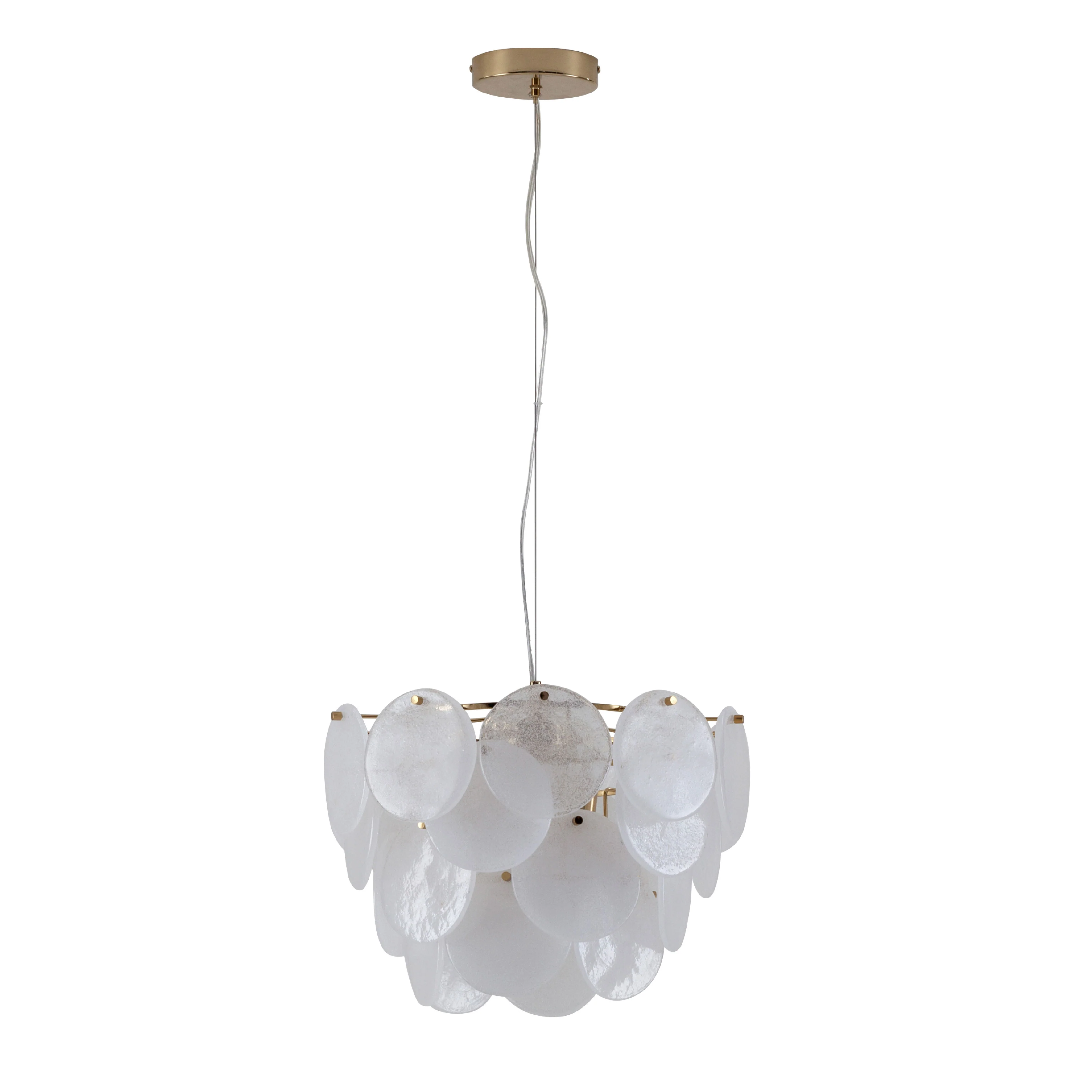 Glass Disk Chandelier Ceiling Light | White - Image 3