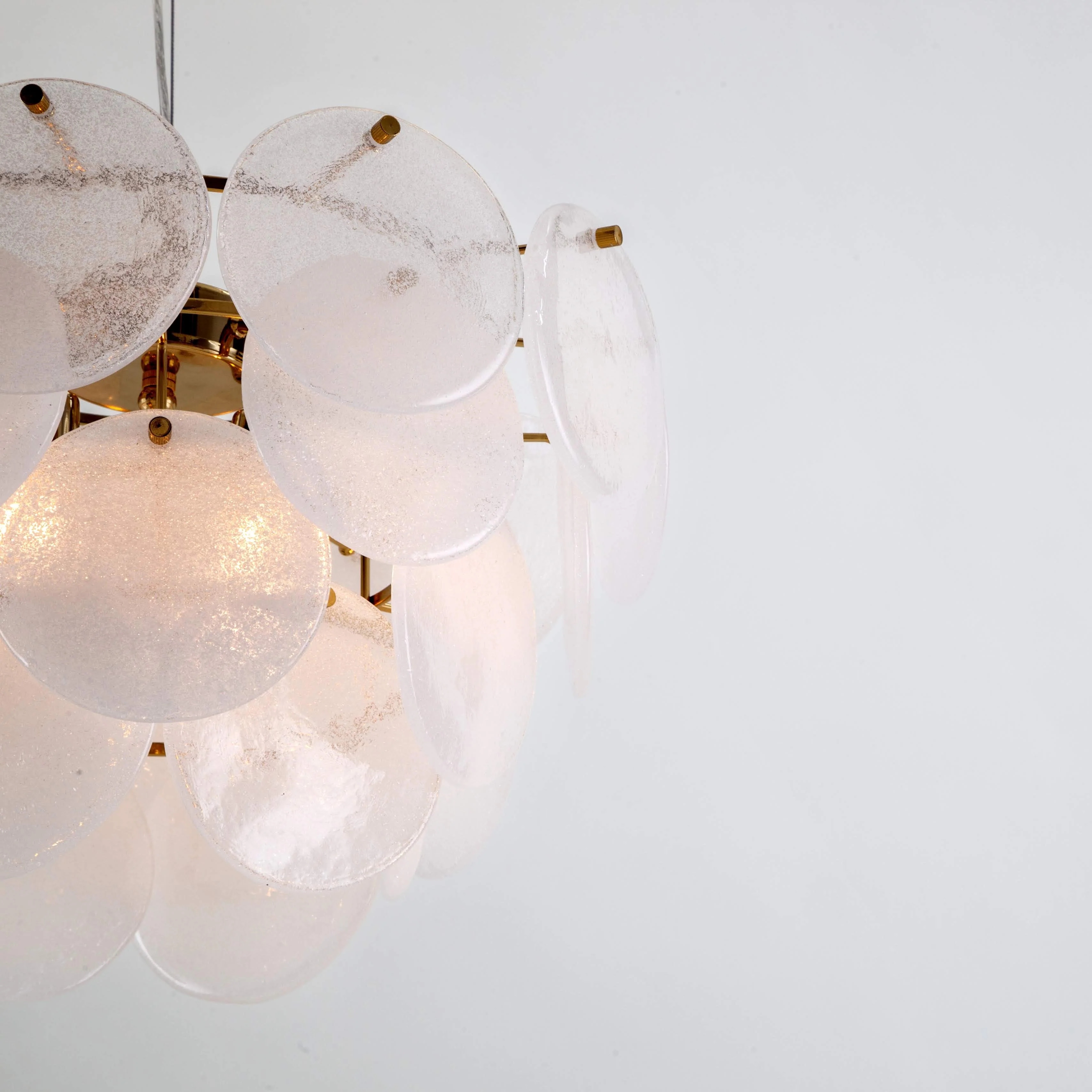 Glass Disk Chandelier Ceiling Light | White - Image 4