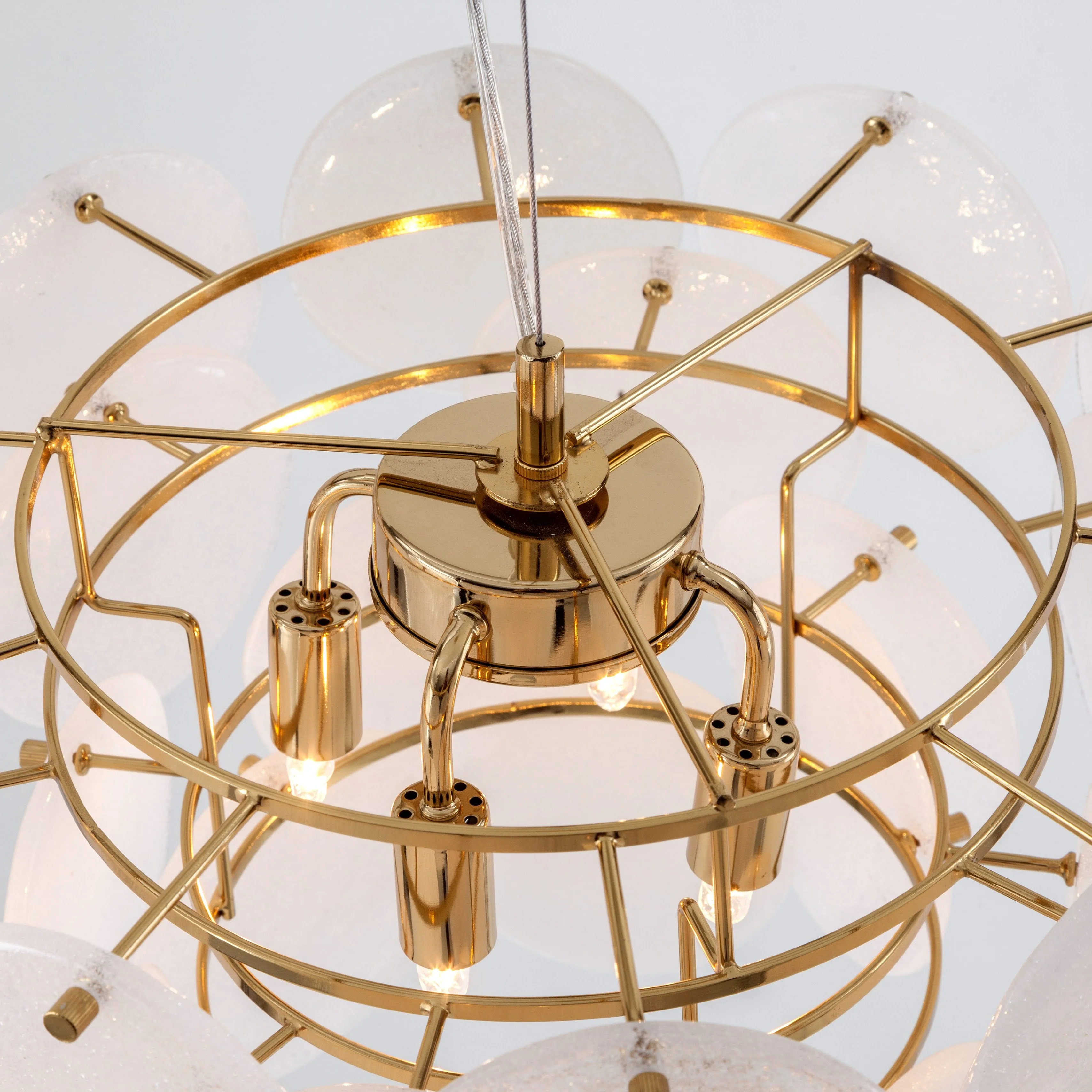Glass Disk Chandelier Ceiling Light | White - Image 5