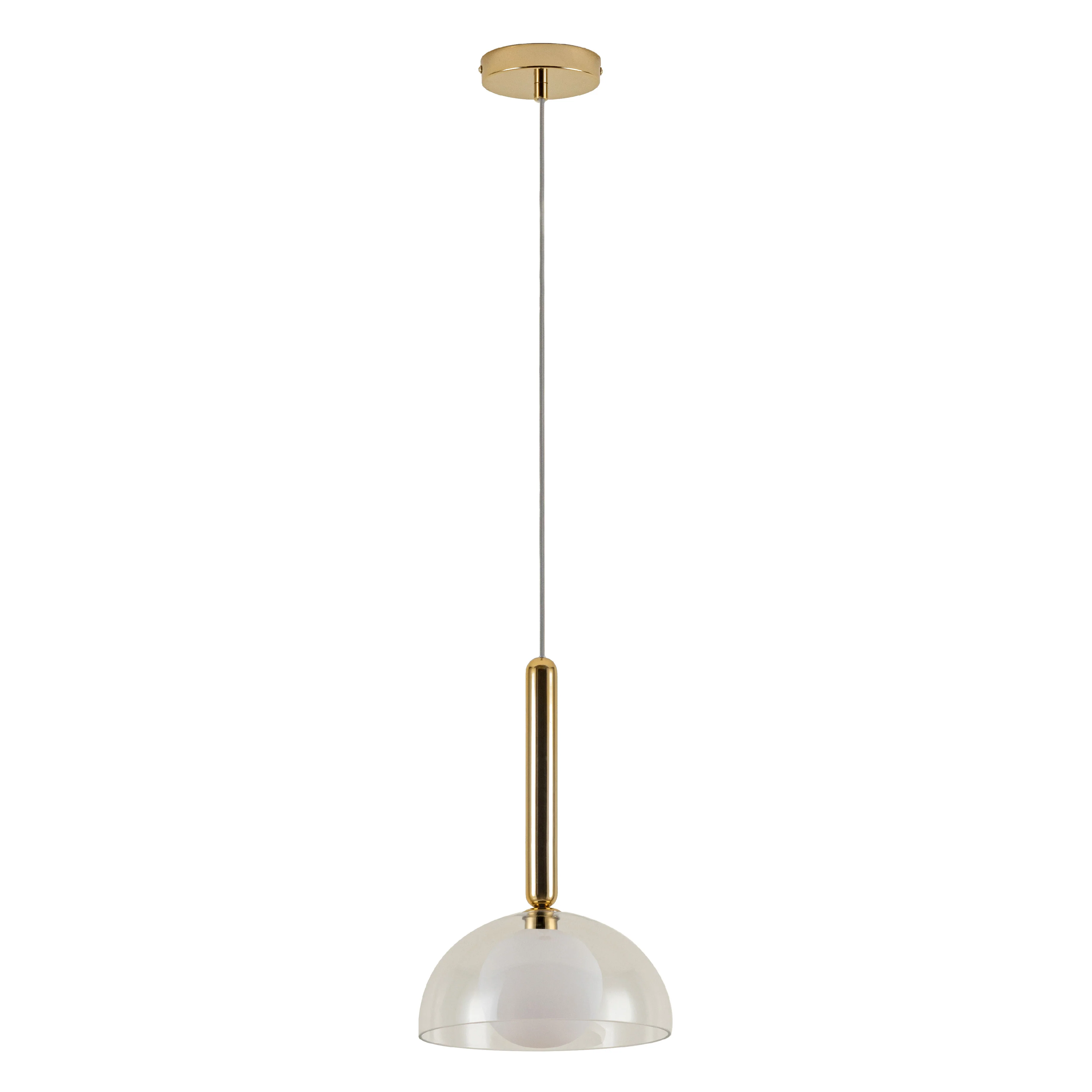 Glass Dome Pendant Ceiling Light | Brass - Image 3
