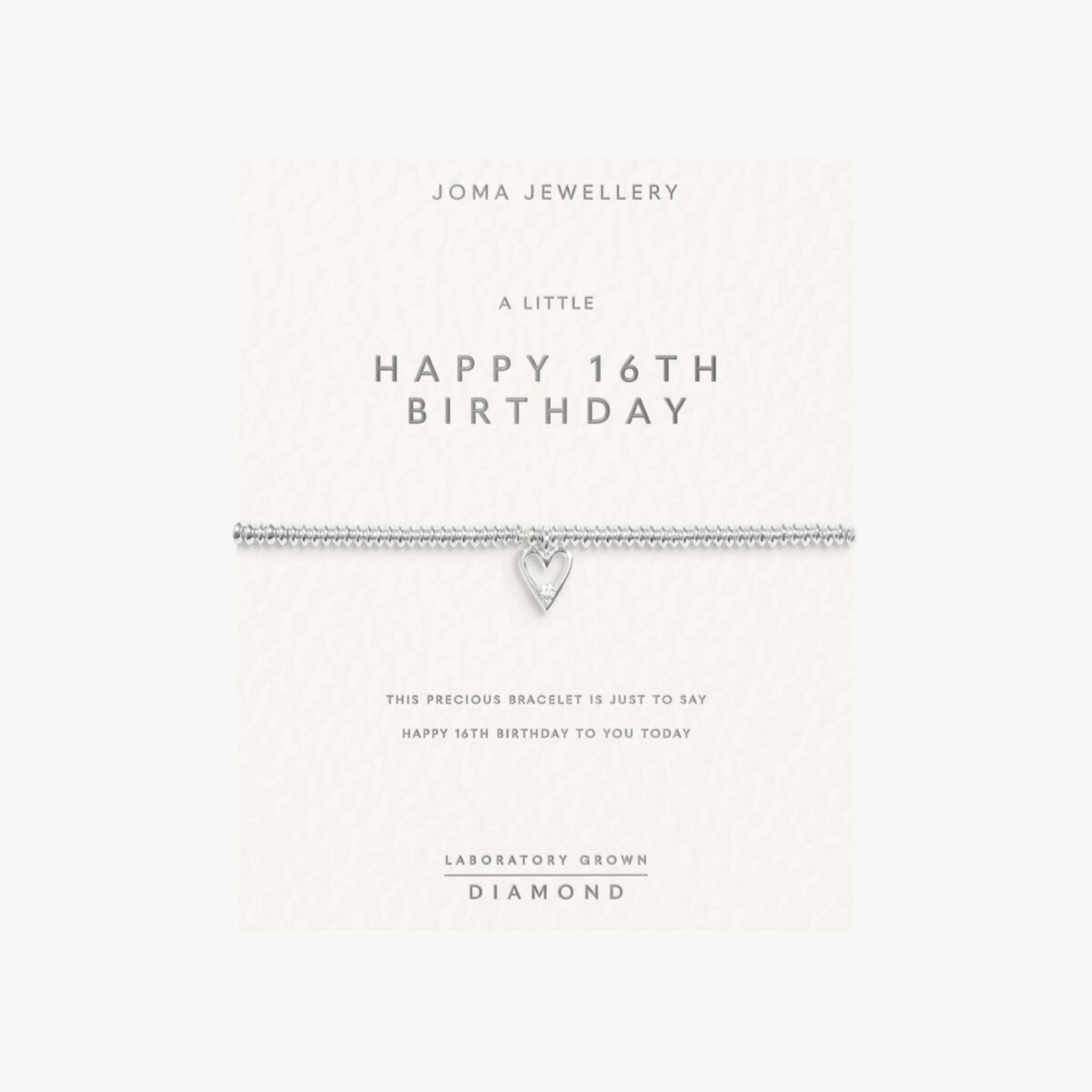 Laboratory Grown Diamond A Little 'Happy 16th Birthday' Bracelet | Silver Plated - Image 4