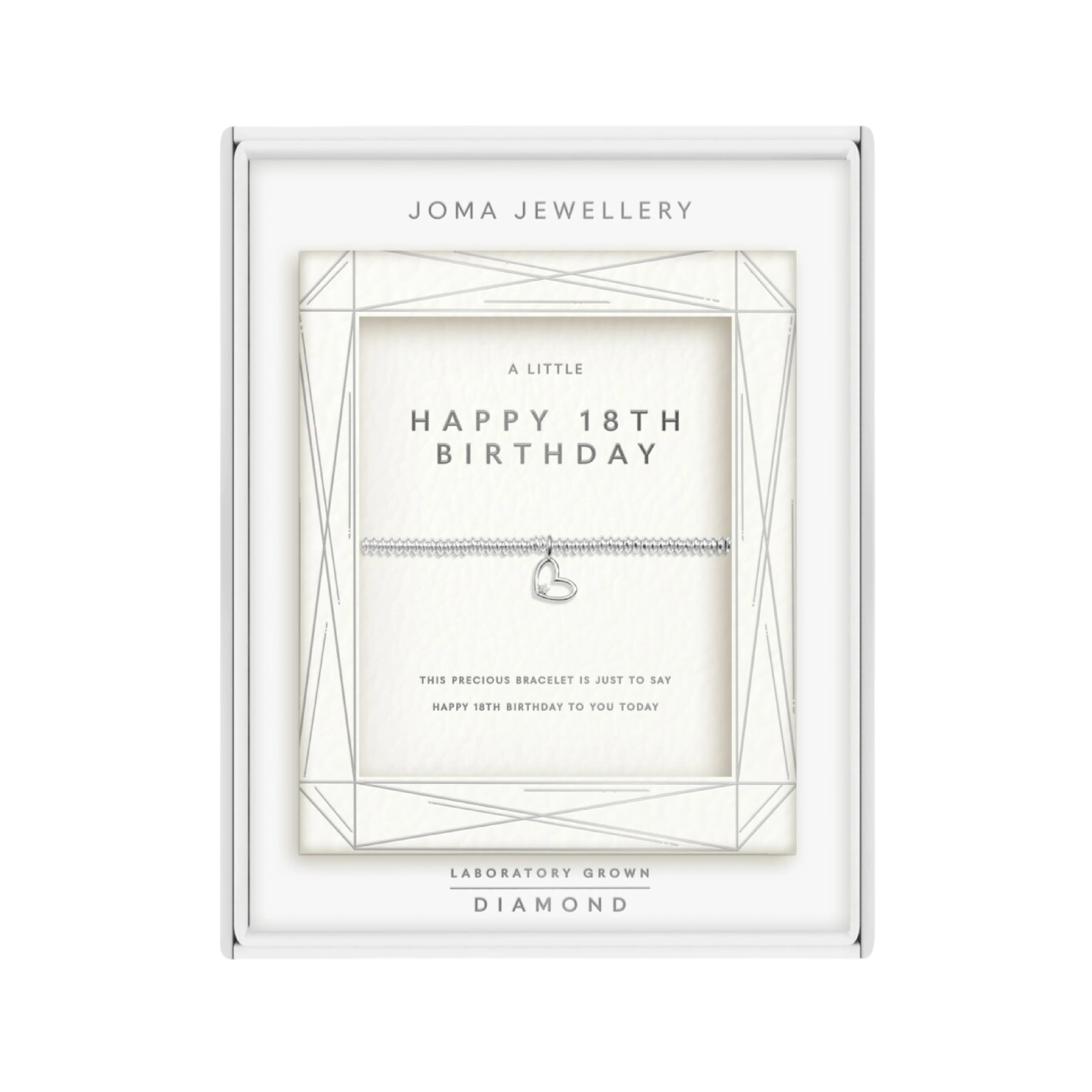 Laboratory Grown Diamond A Little 'Happy 18th Birthday' Bracelet | Silver Plated