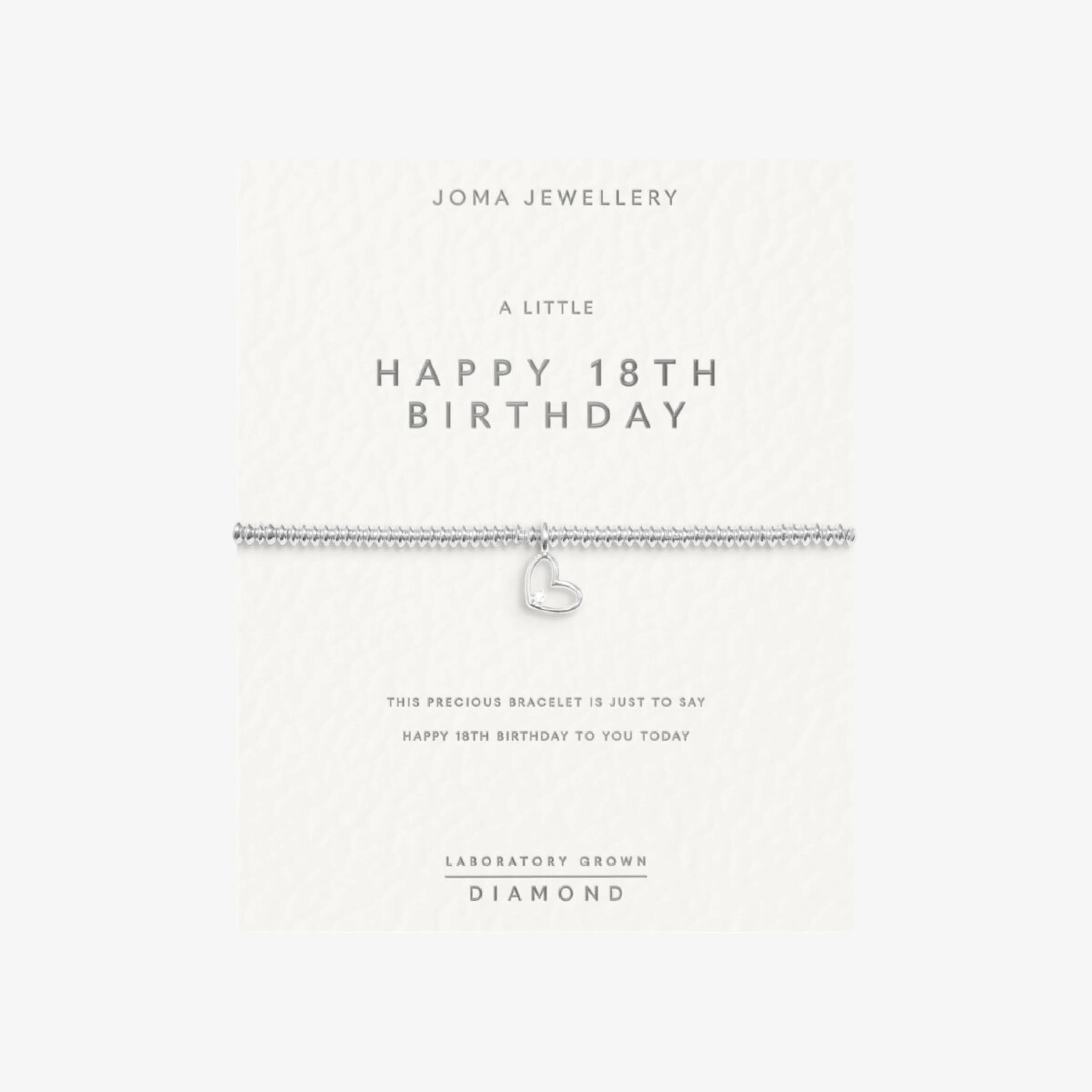 Laboratory Grown Diamond A Little 'Happy 18th Birthday' Bracelet | Silver Plated - Image 5