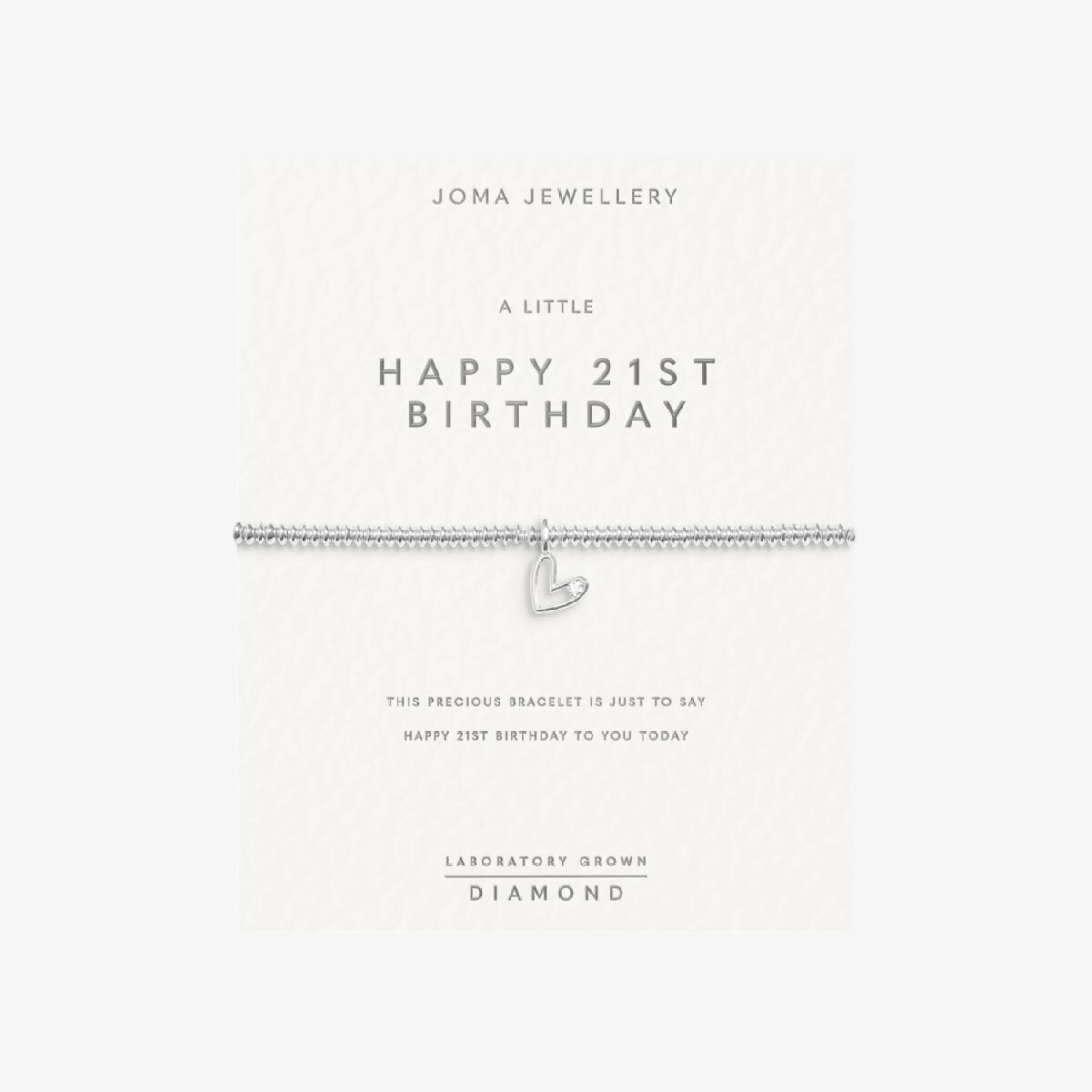 Laboratory Grown Diamond A Little 'Happy 21st Birthday' Bracelet | Silver Plated - Image 5