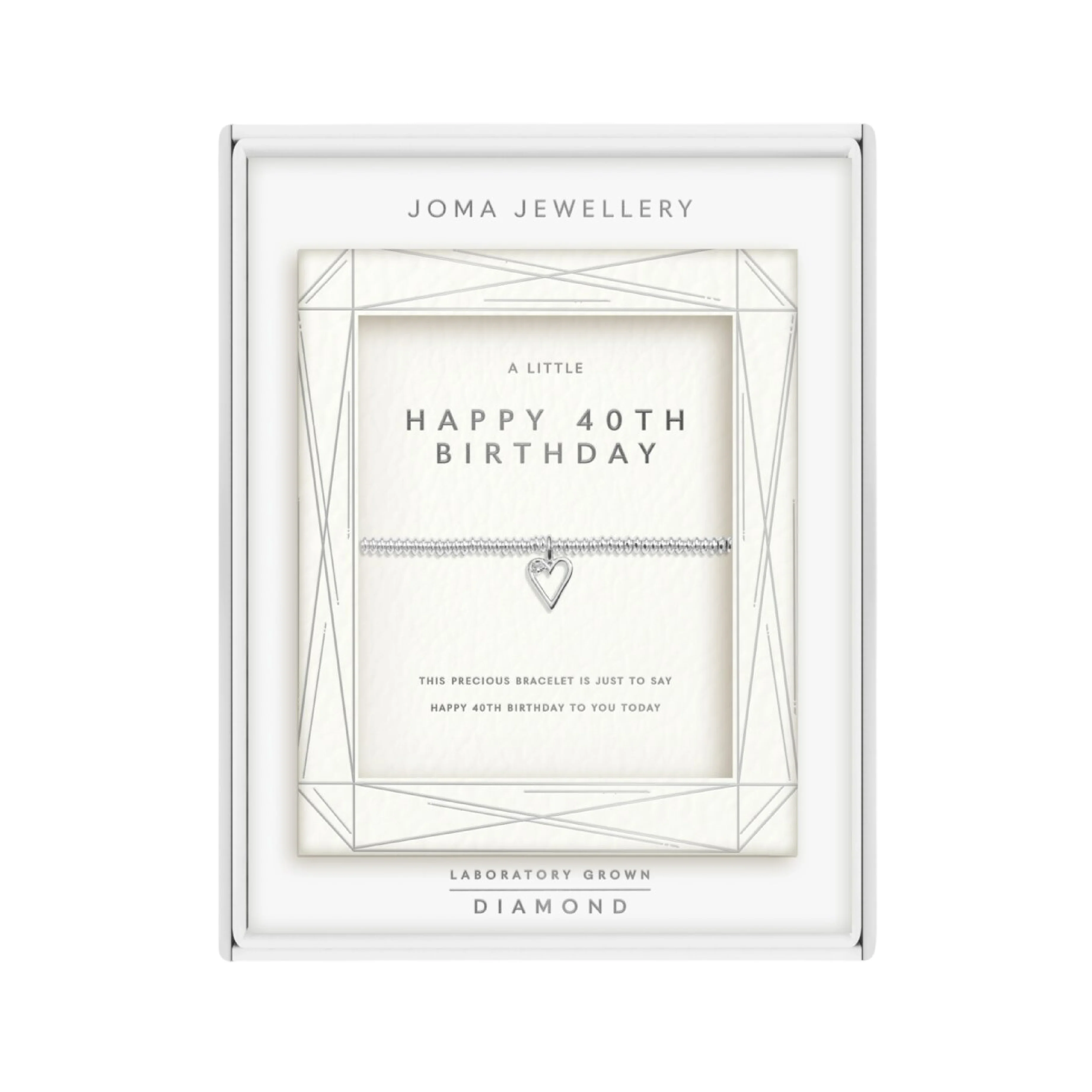 Laboratory Grown Diamond A Little 'Happy 40th Birthday' Bracelet | Silver Plated