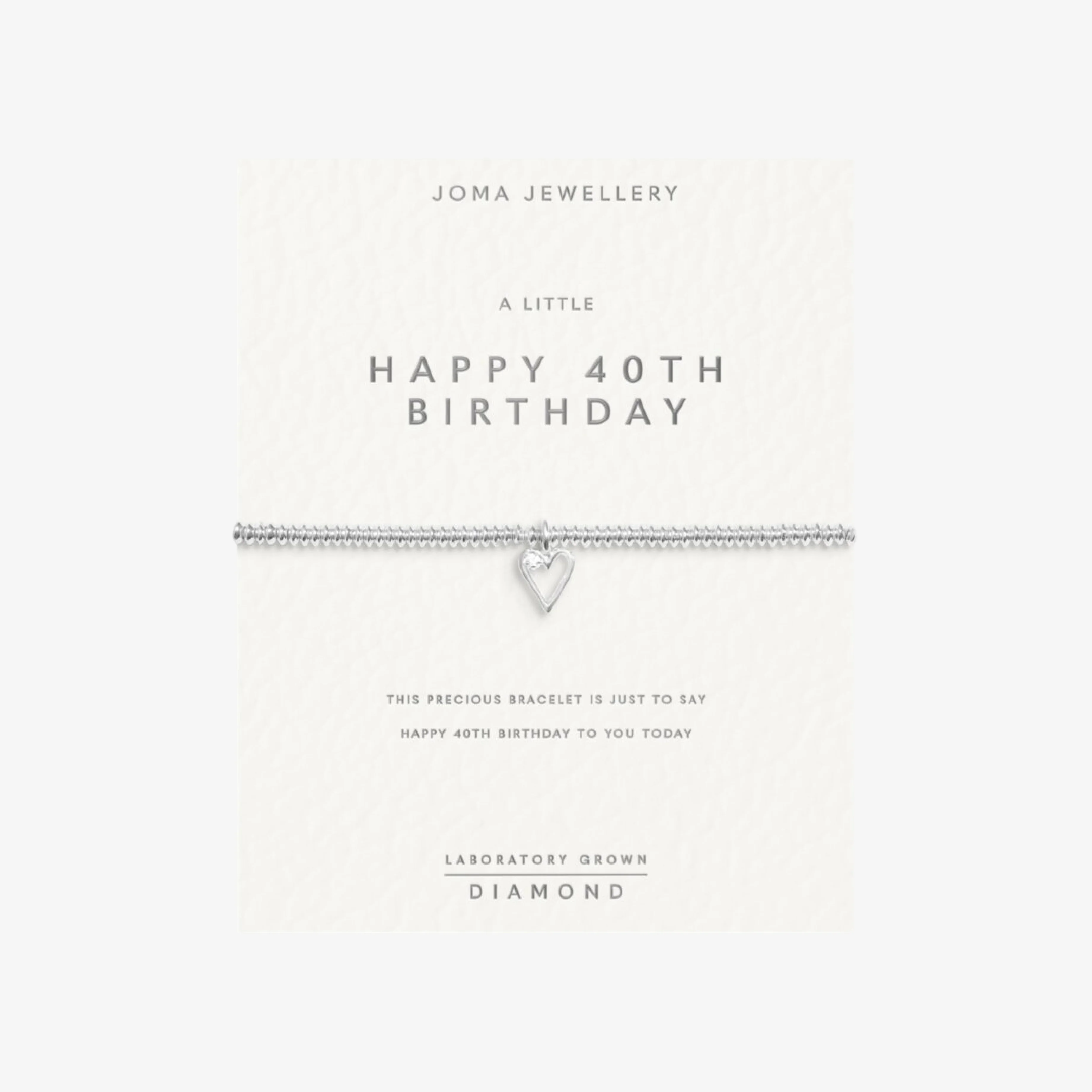 Laboratory Grown Diamond A Little 'Happy 40th Birthday' Bracelet | Silver Plated - Image 5