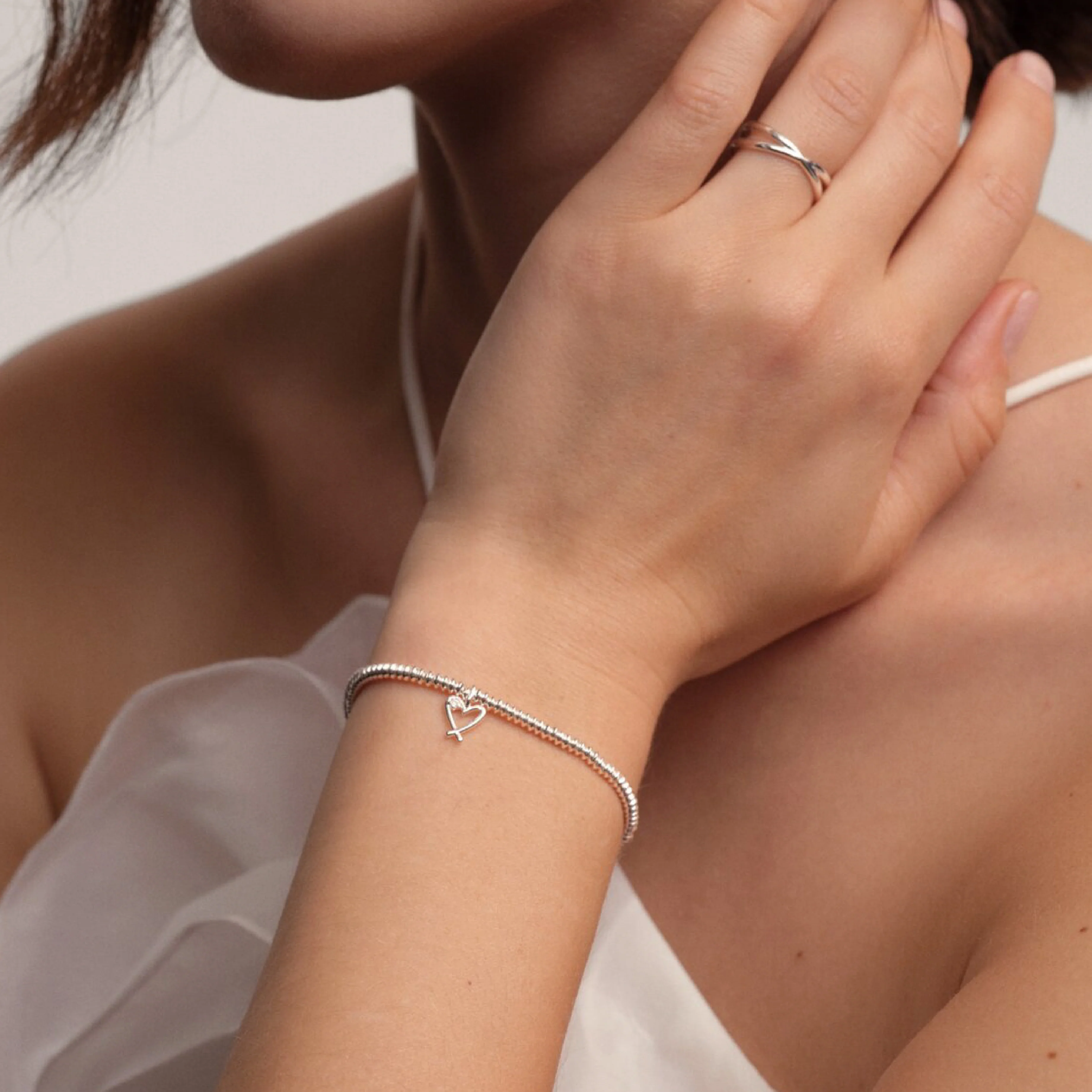 Laboratory Grown Diamond A Little 'Lovely Sister' Bracelet | Silver Plated - Image 2