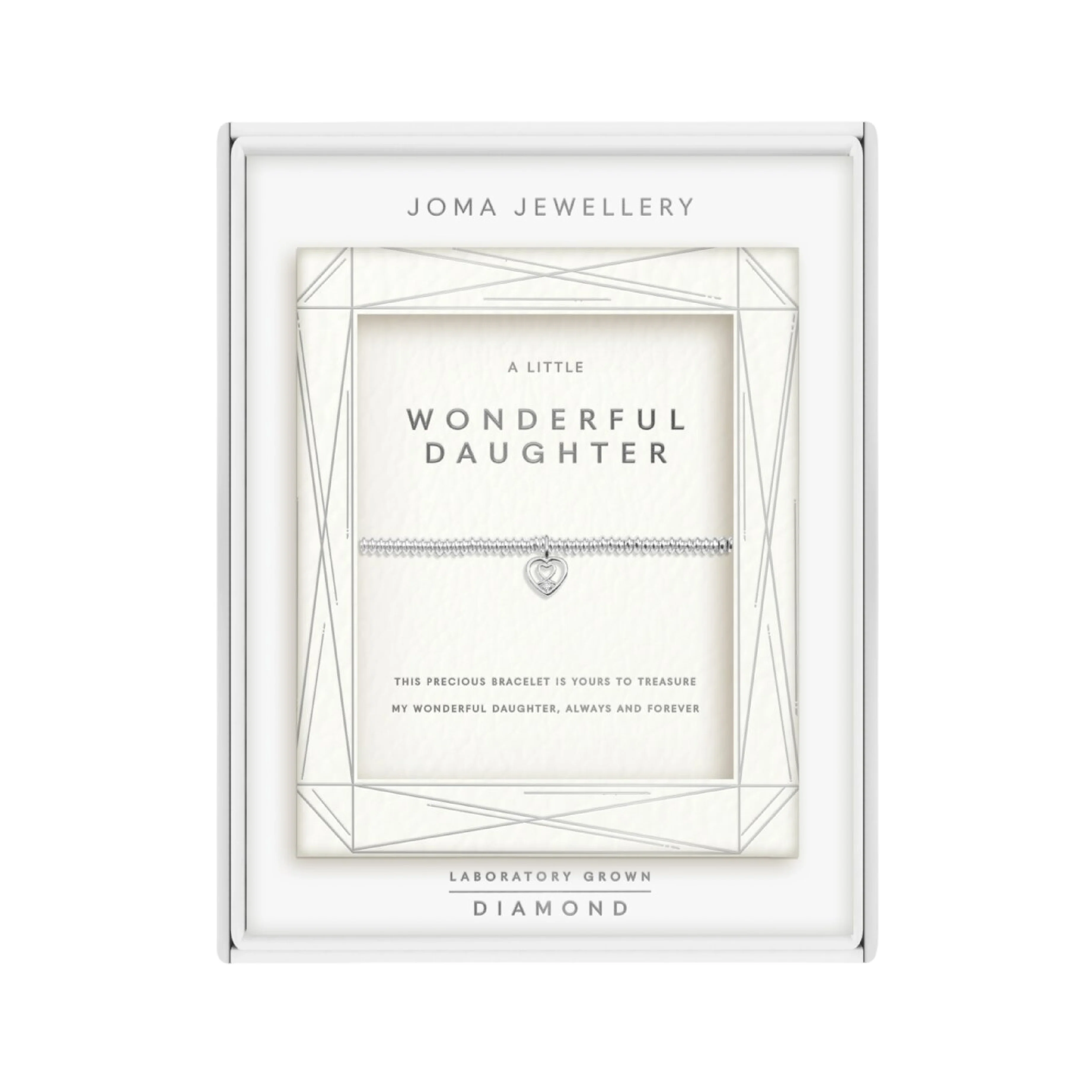 Laboratory Grown Diamond A Little 'Wonderful Daughter' Bracelet | Silver Plated