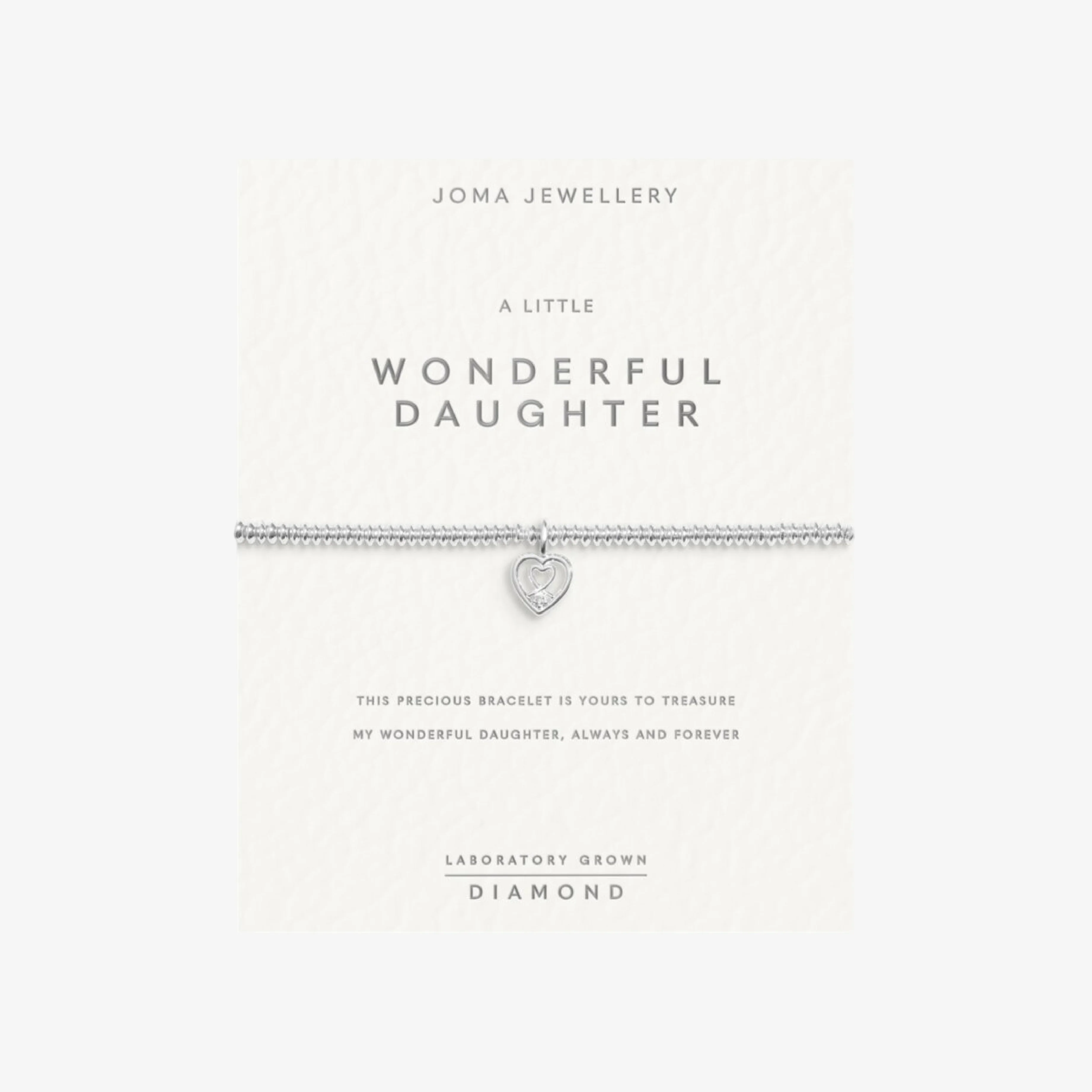 Laboratory Grown Diamond A Little 'Wonderful Daughter' Bracelet | Silver Plated - Image 5