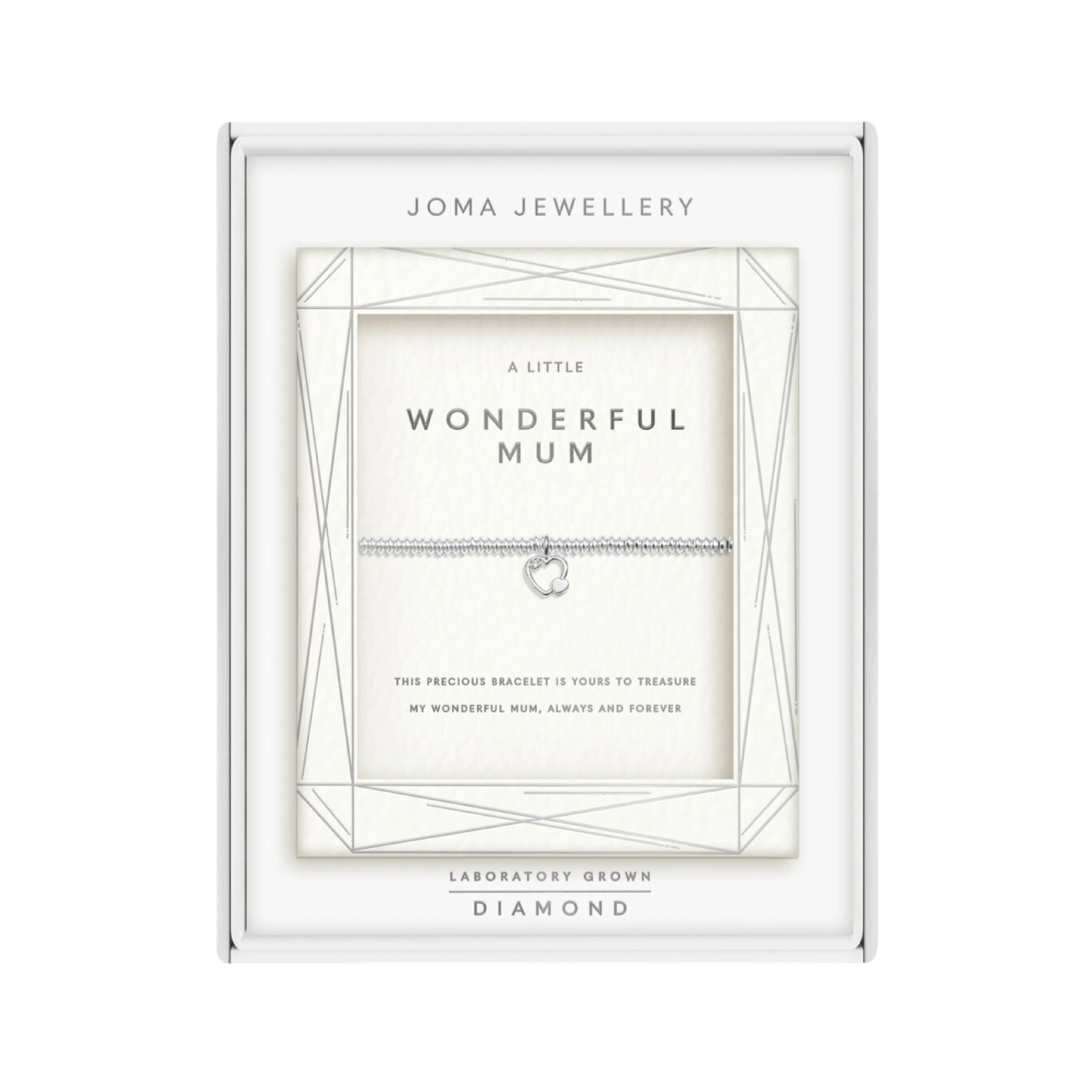 Laboratory Grown Diamond A Little 'Wonderful Mum' Bracelet | Silver Plated