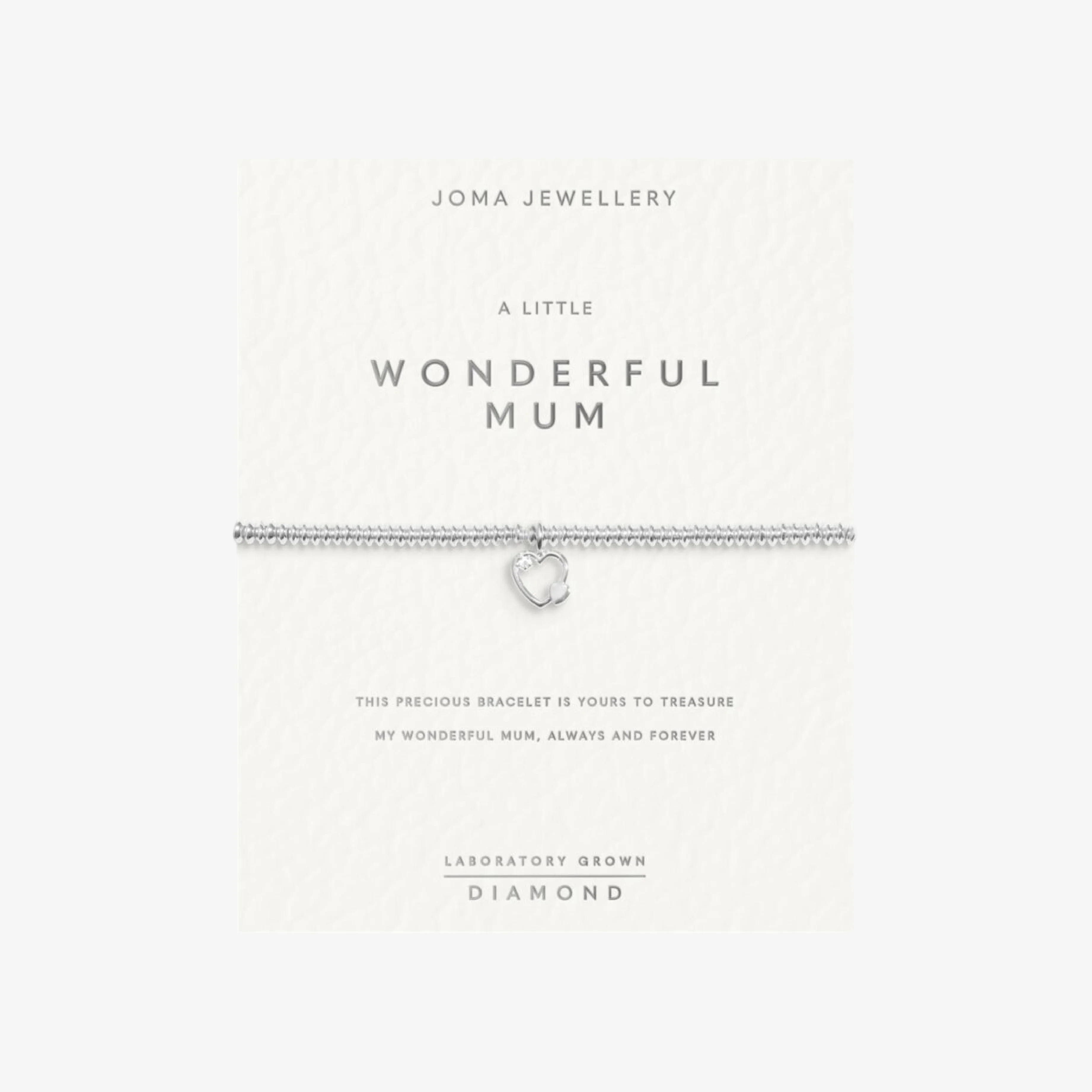 Laboratory Grown Diamond A Little 'Wonderful Mum' Bracelet | Silver Plated - Image 5