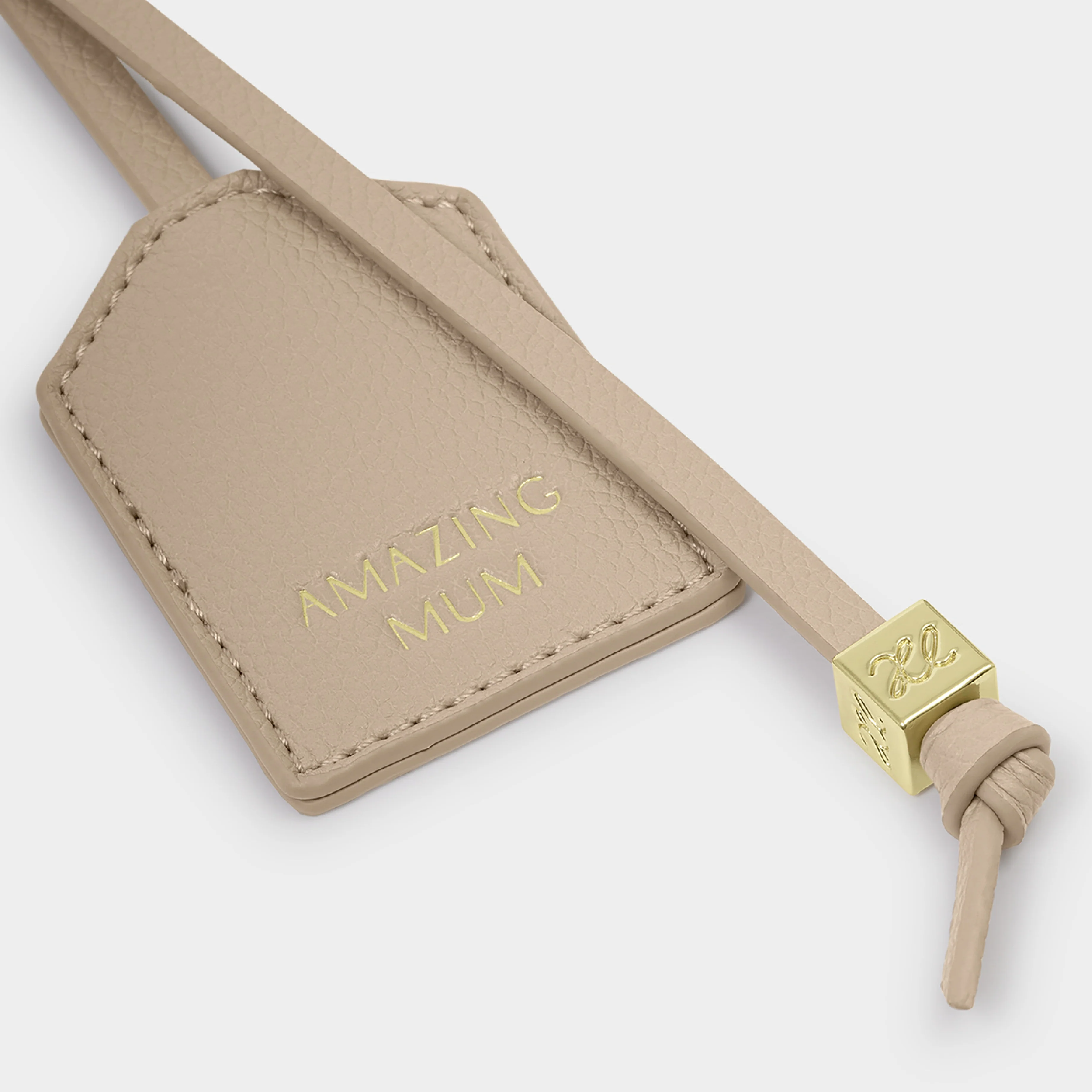 'Amazing Mum' Sentiment Tag Keyring | Light Taupe - Image 3