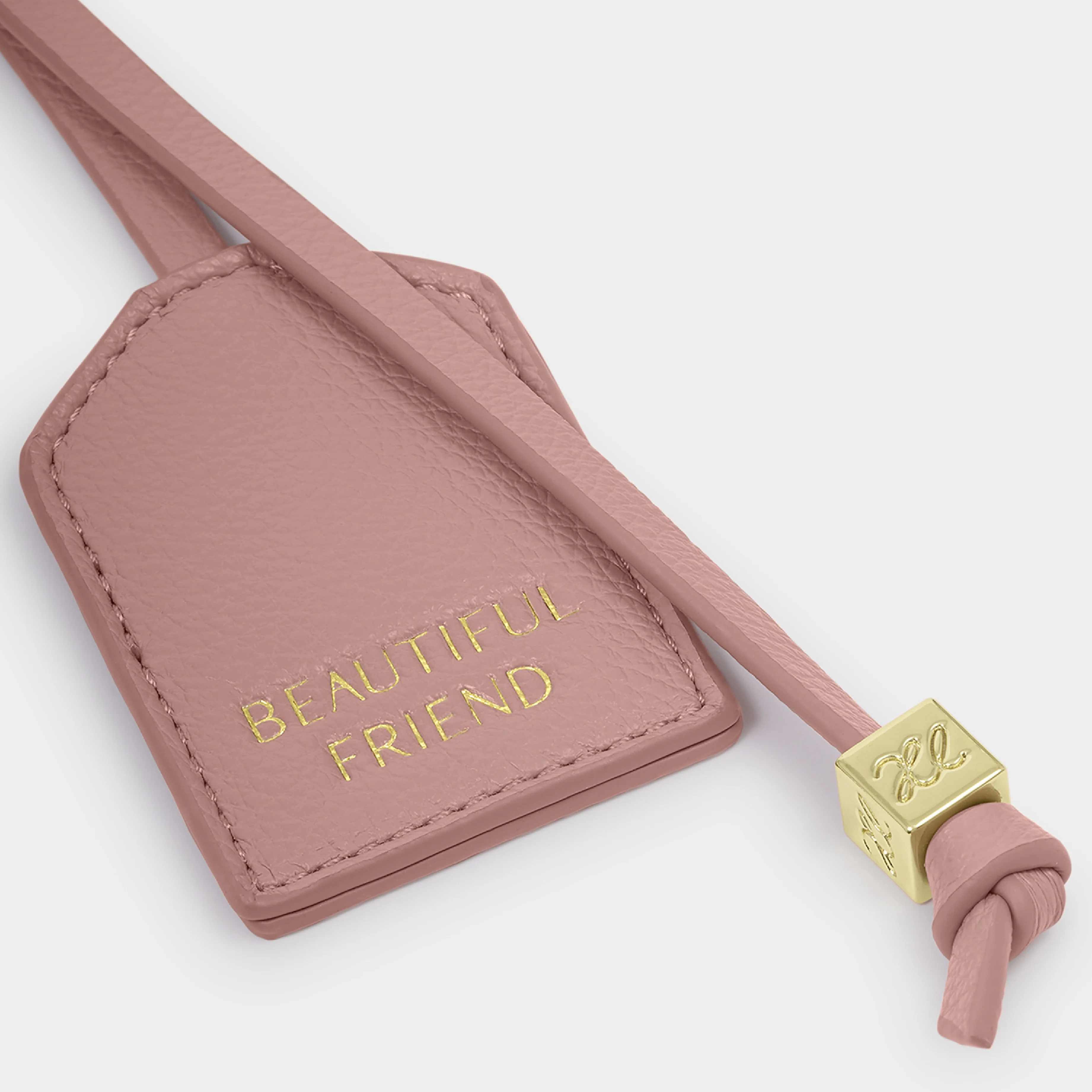 'Beautiful Friend' Sentiment Tag Keyring | Pink Heather - Image 2