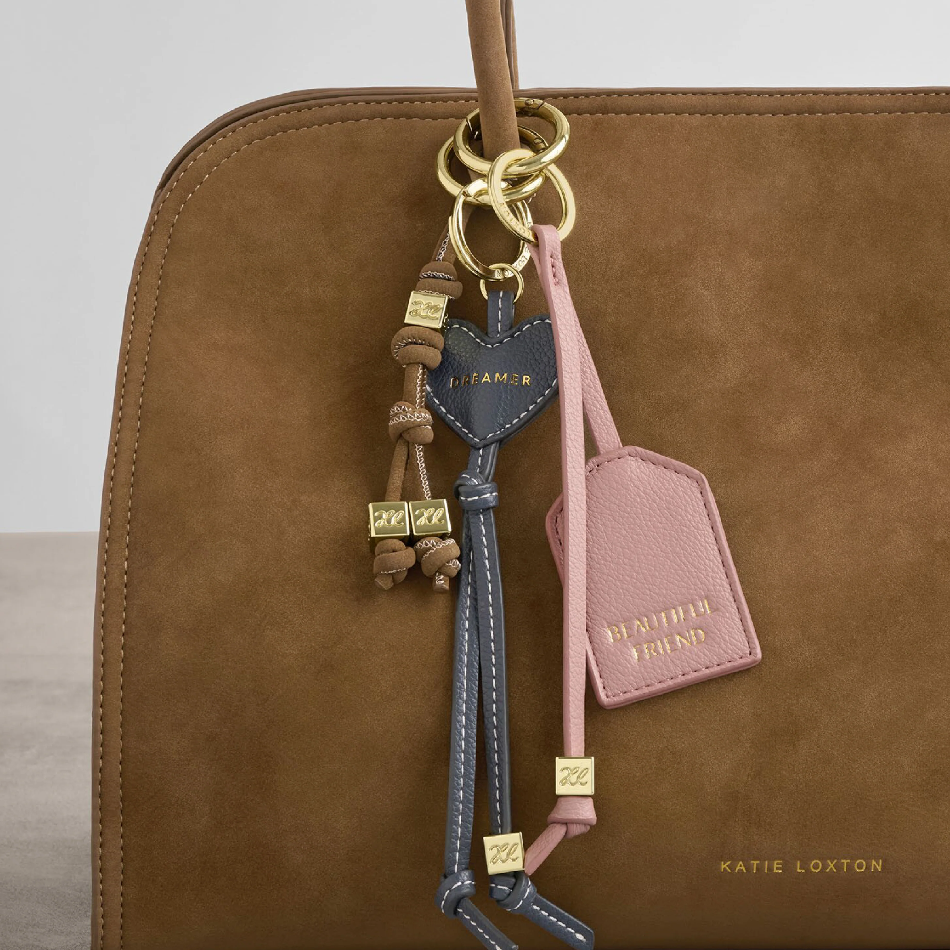 'Beautiful Friend' Sentiment Tag Keyring | Pink Heather - Image 3