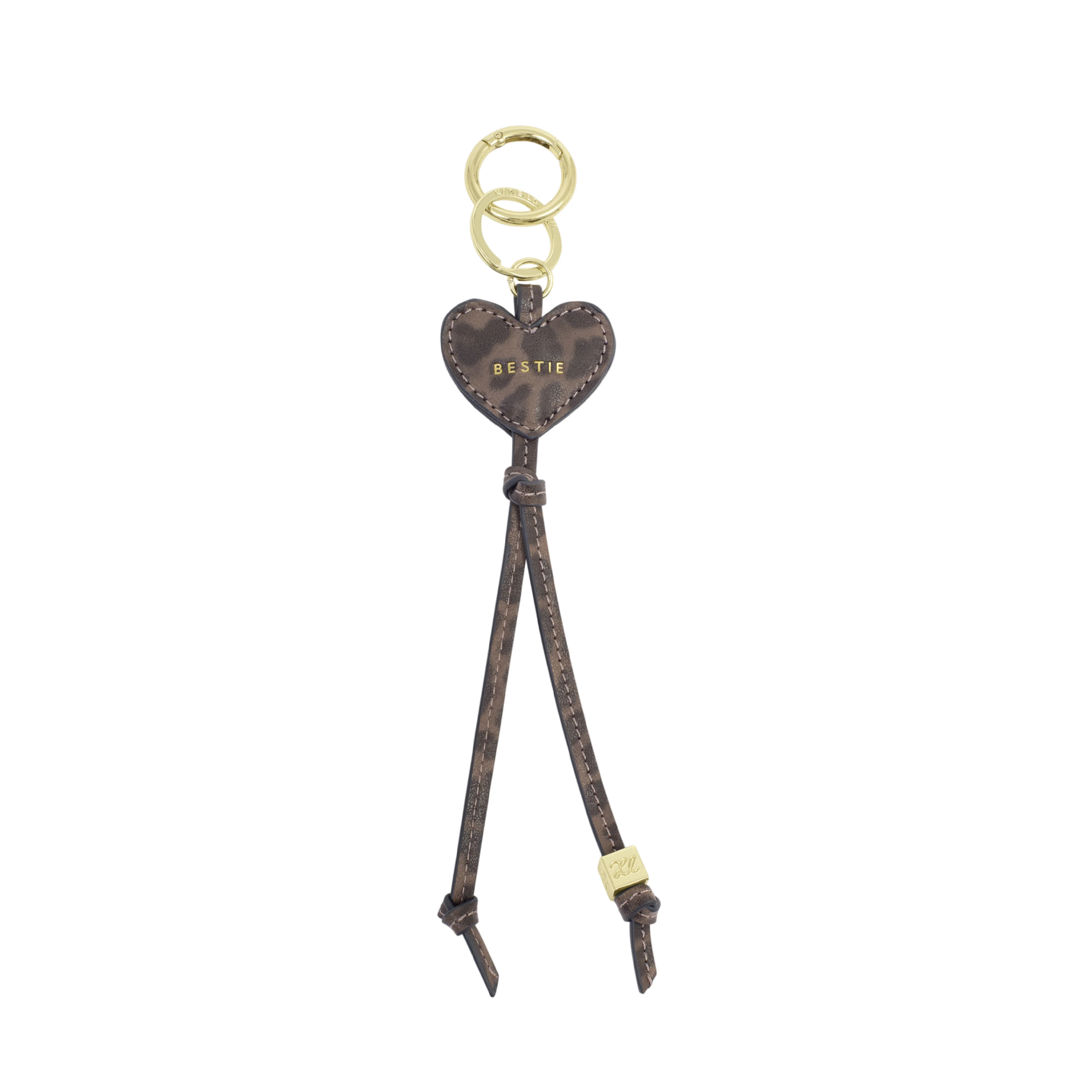 'Bestie' Heart Bag Charm & Keyring | Leopard Print