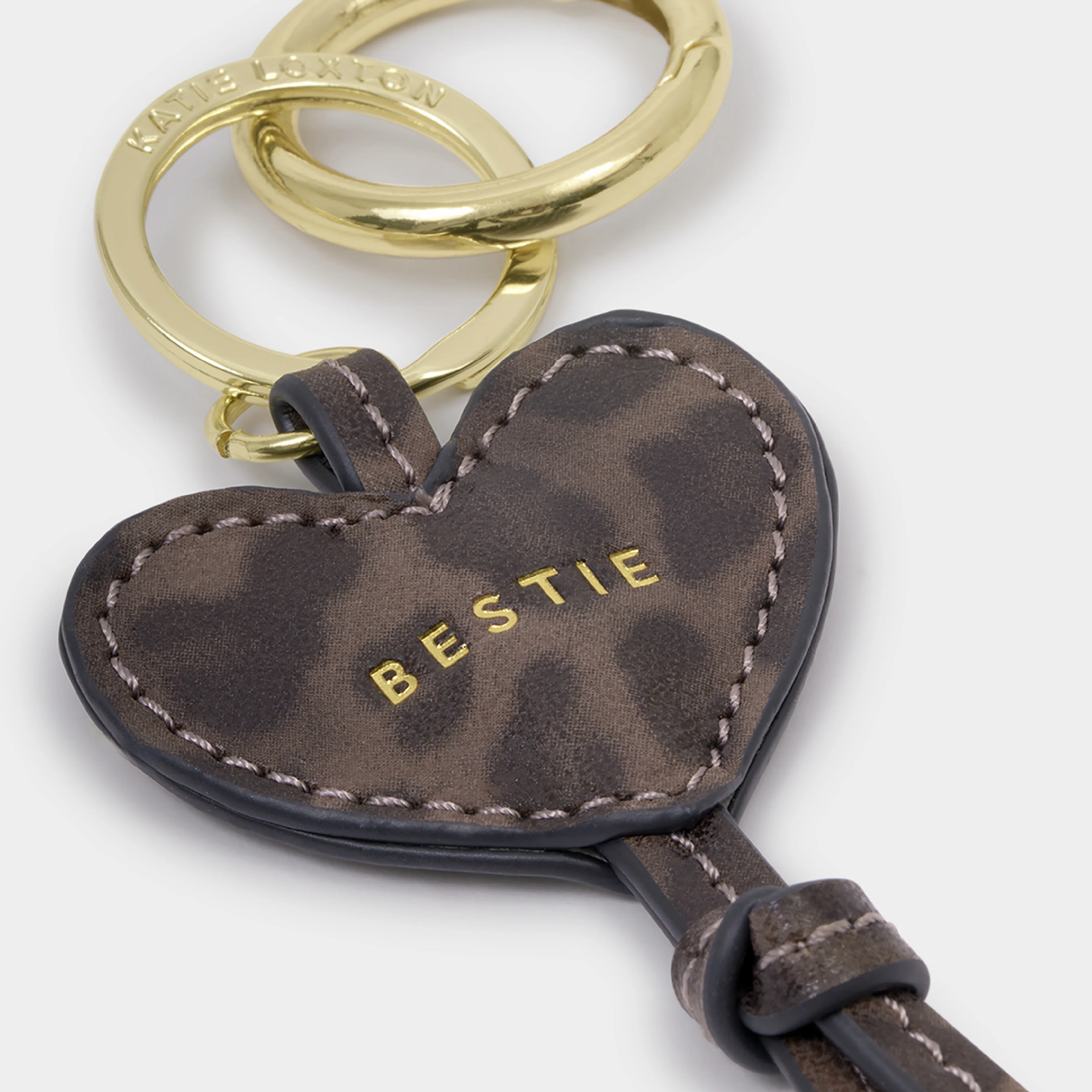 'Bestie' Heart Bag Charm & Keyring | Leopard Print - Image 2