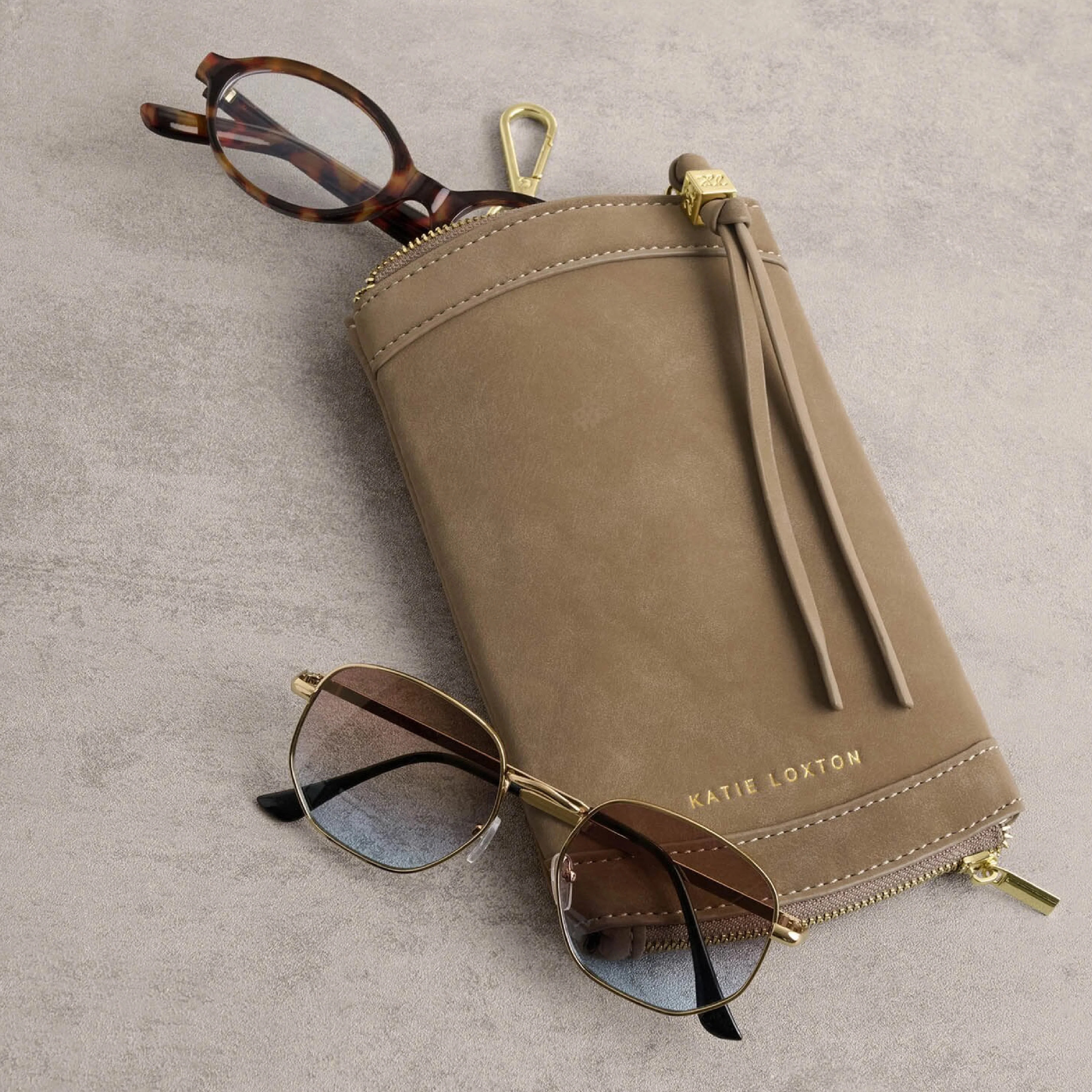 Clip-On Suedette Sunglasses Case | Taupe - Image 2
