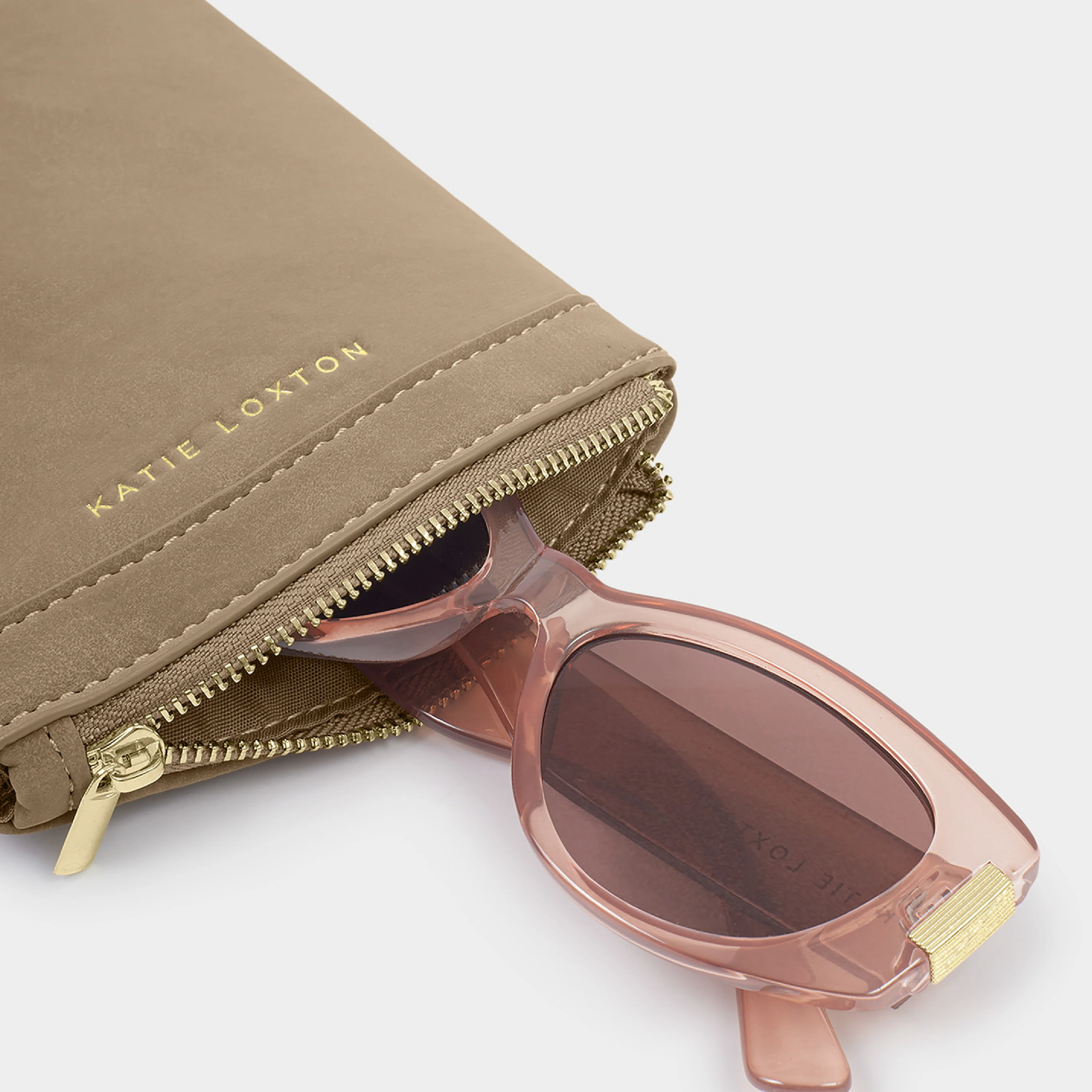 Clip-On Suedette Sunglasses Case | Taupe - Image 3