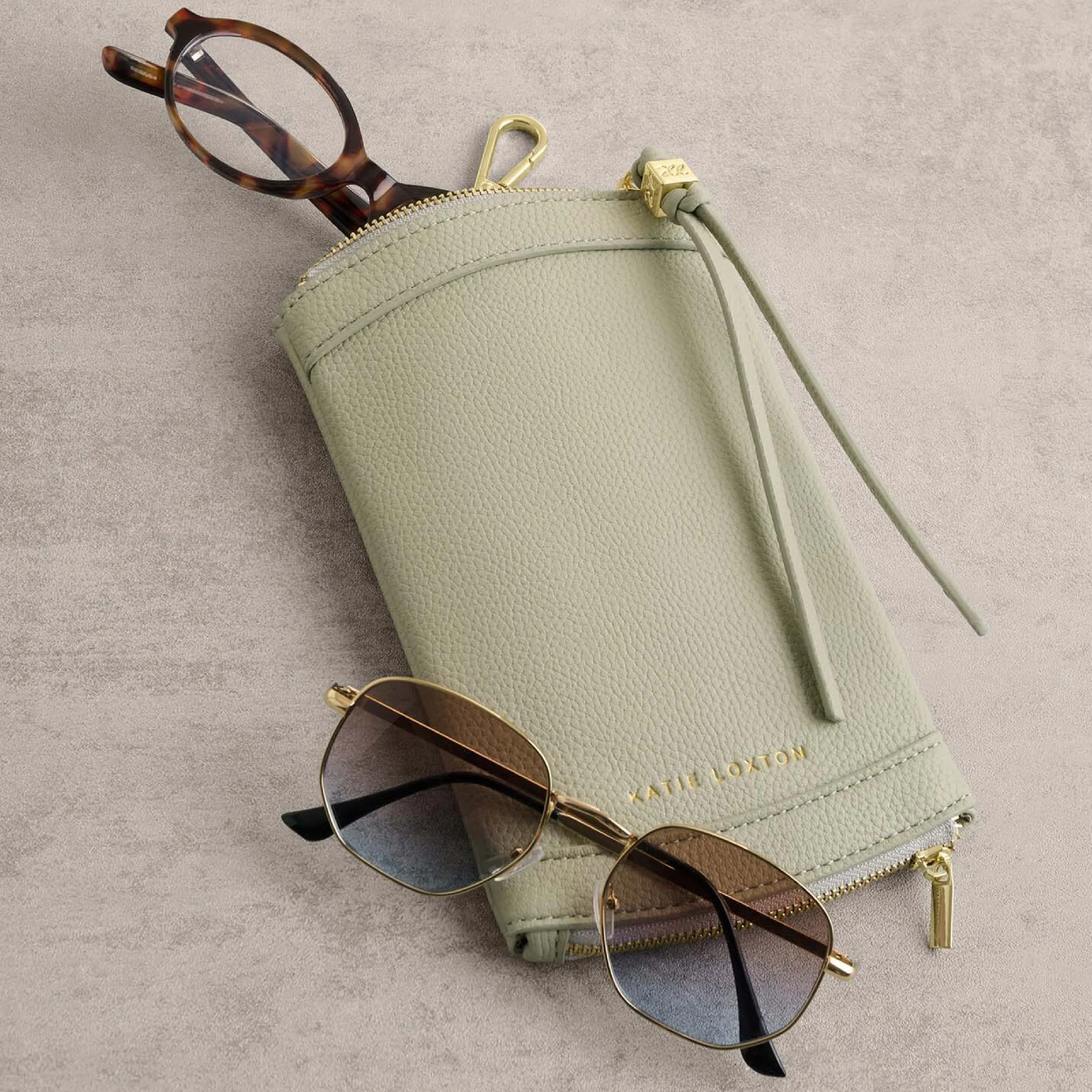 Clip-On Vegan Leather Sunglasses Case | Green Mist - Image 2