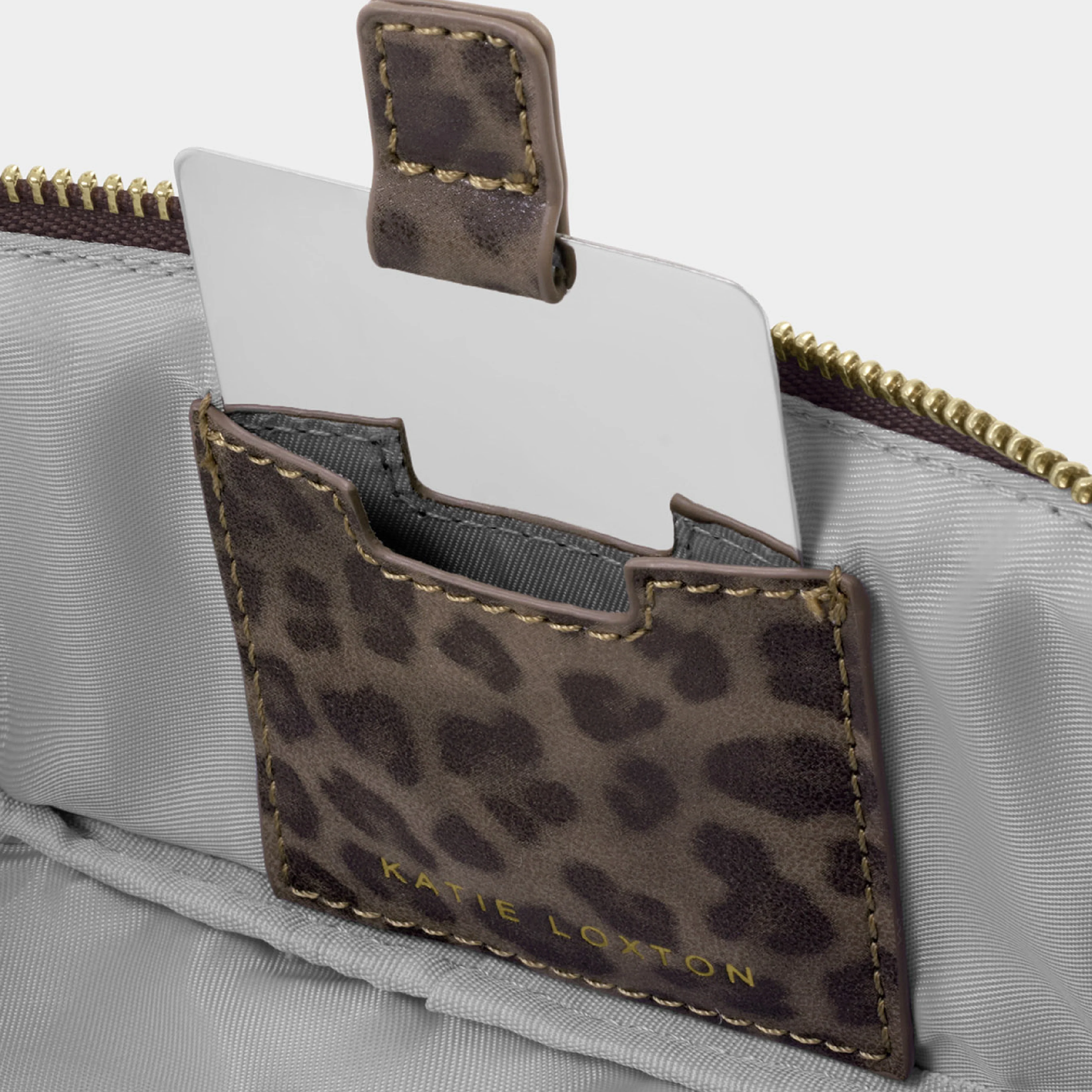 Fold-Out Make Up Bag with Mirror | Leopard Print - Image 4