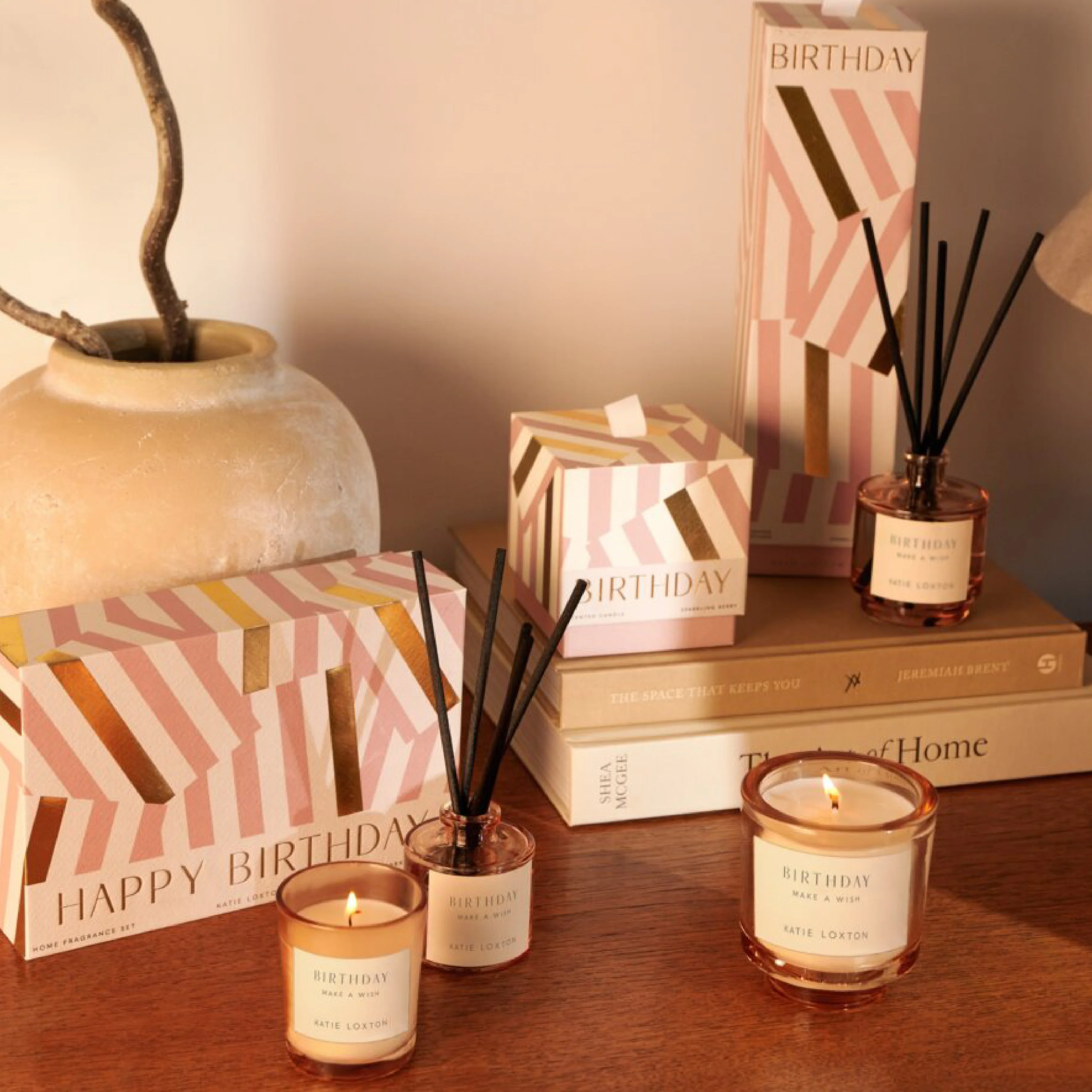 'Happy Birthday' Mini Votive & Reed Diffuser Gift Set | Peach Rose & Sweet Mandarin - Image 2