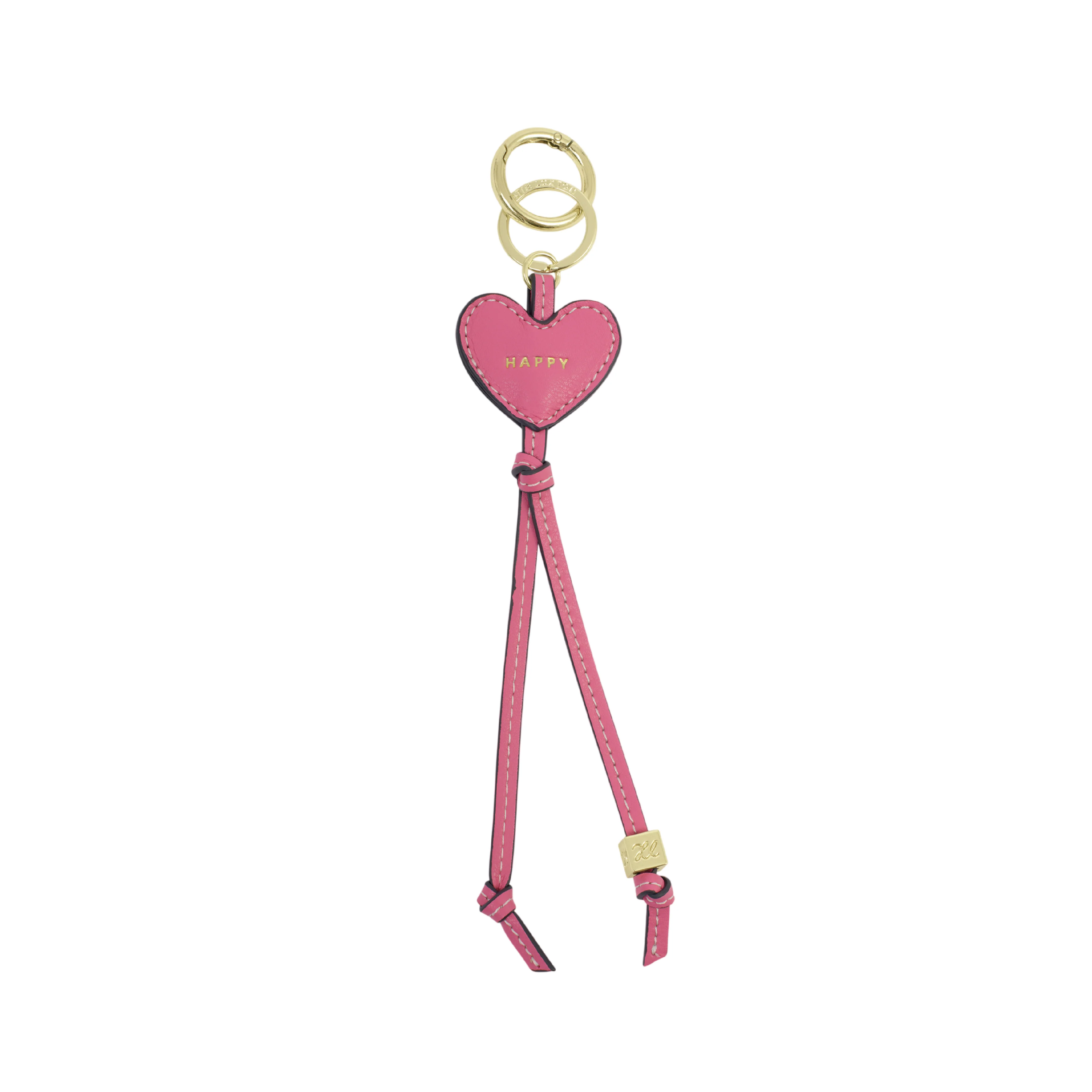 'Happy' Heart Bag Charm & Keyring | Sugar Pink
