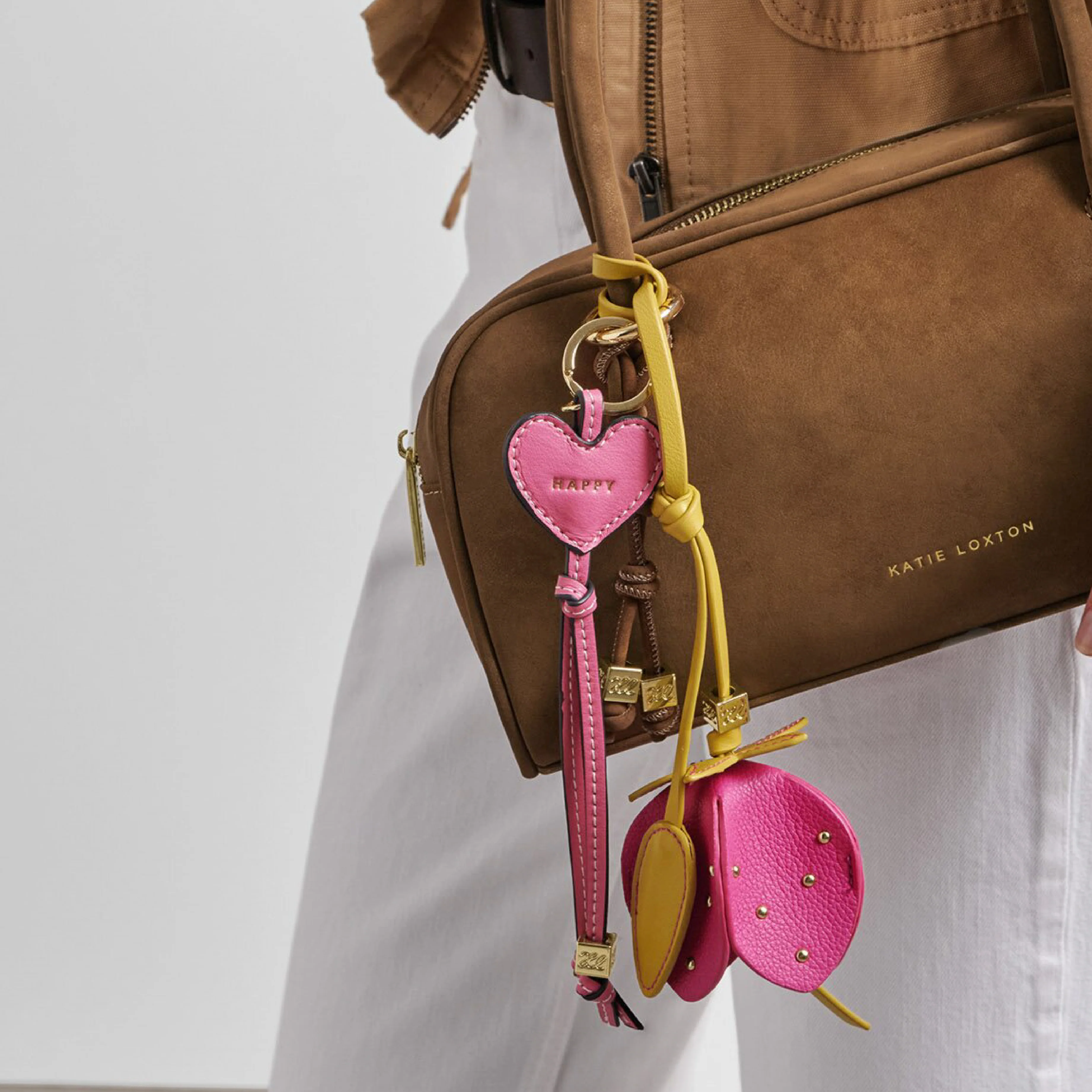 'Happy' Heart Bag Charm & Keyring | Sugar Pink - Image 3