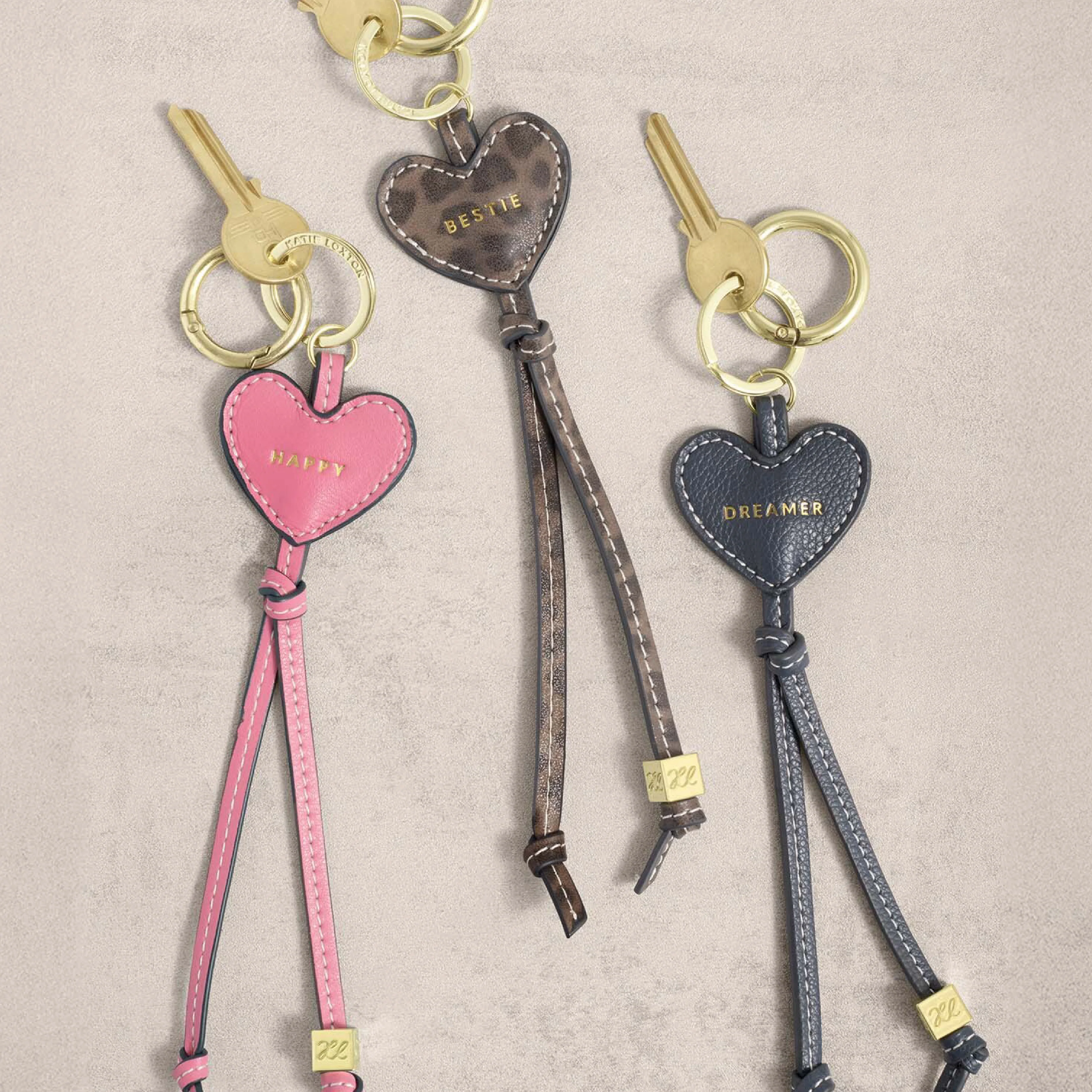 'Happy' Heart Bag Charm & Keyring | Sugar Pink - Image 4