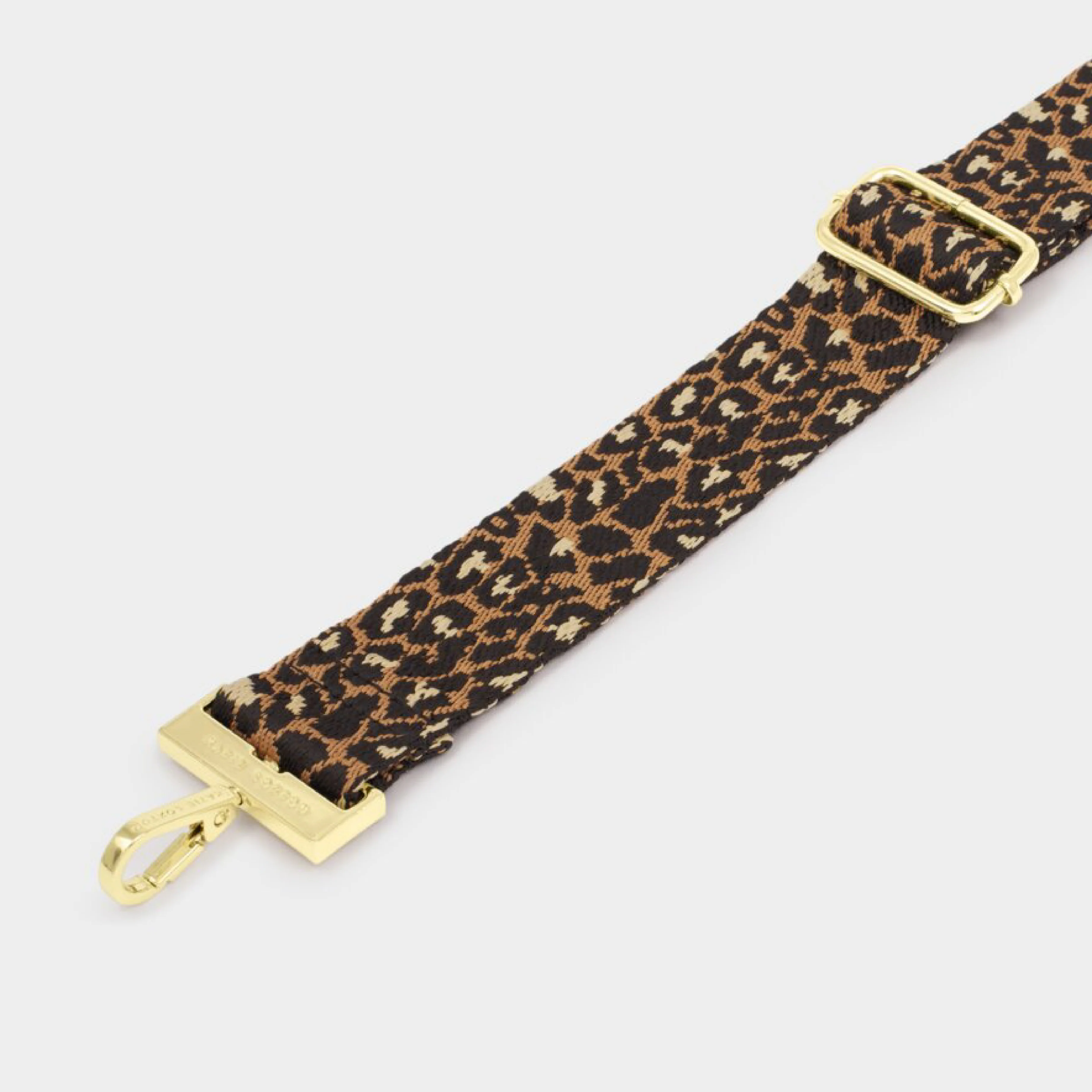 Leopard Print Canvas Bag Strap | Taupe/Camel - Image 2
