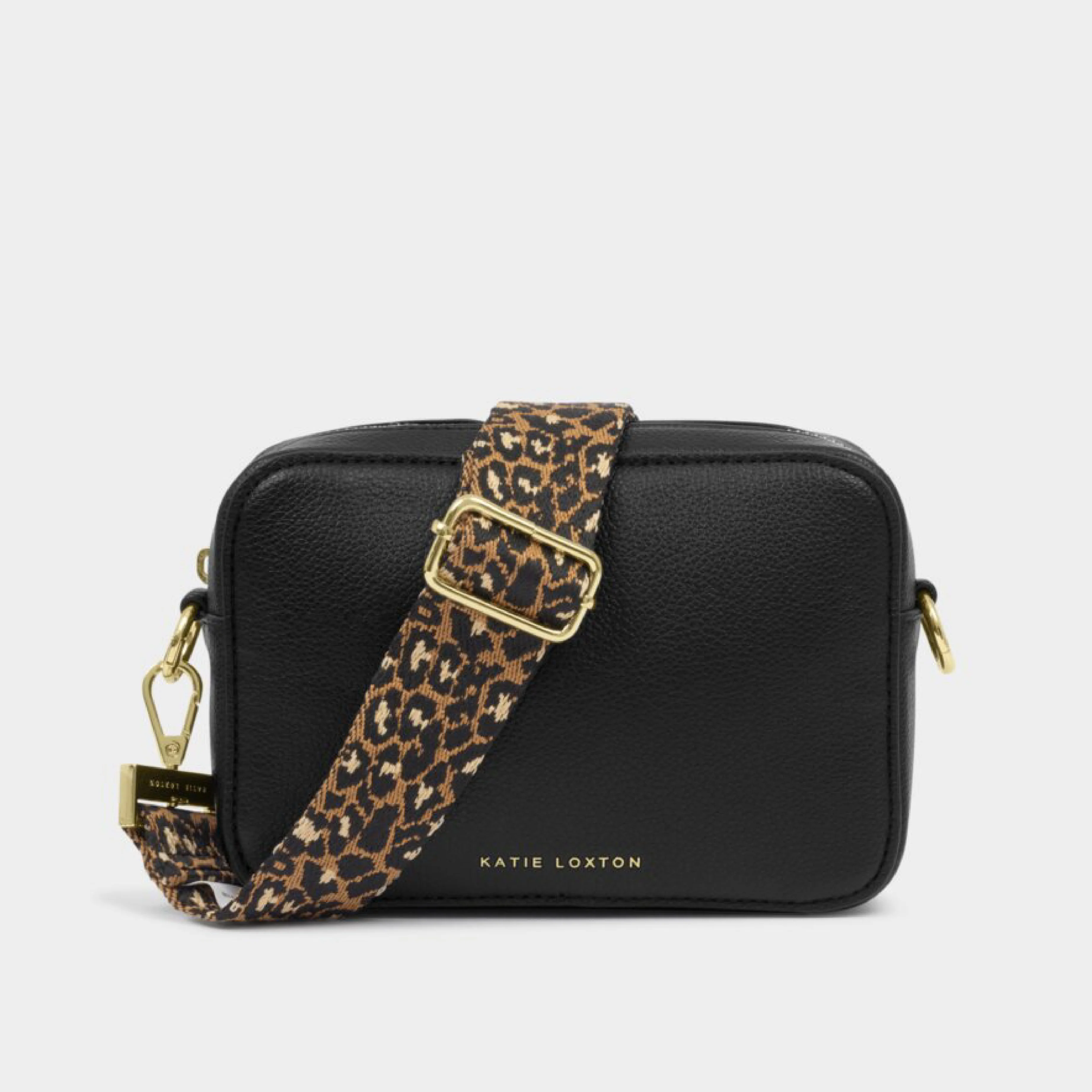 Leopard Print Canvas Bag Strap | Taupe/Camel - Image 3