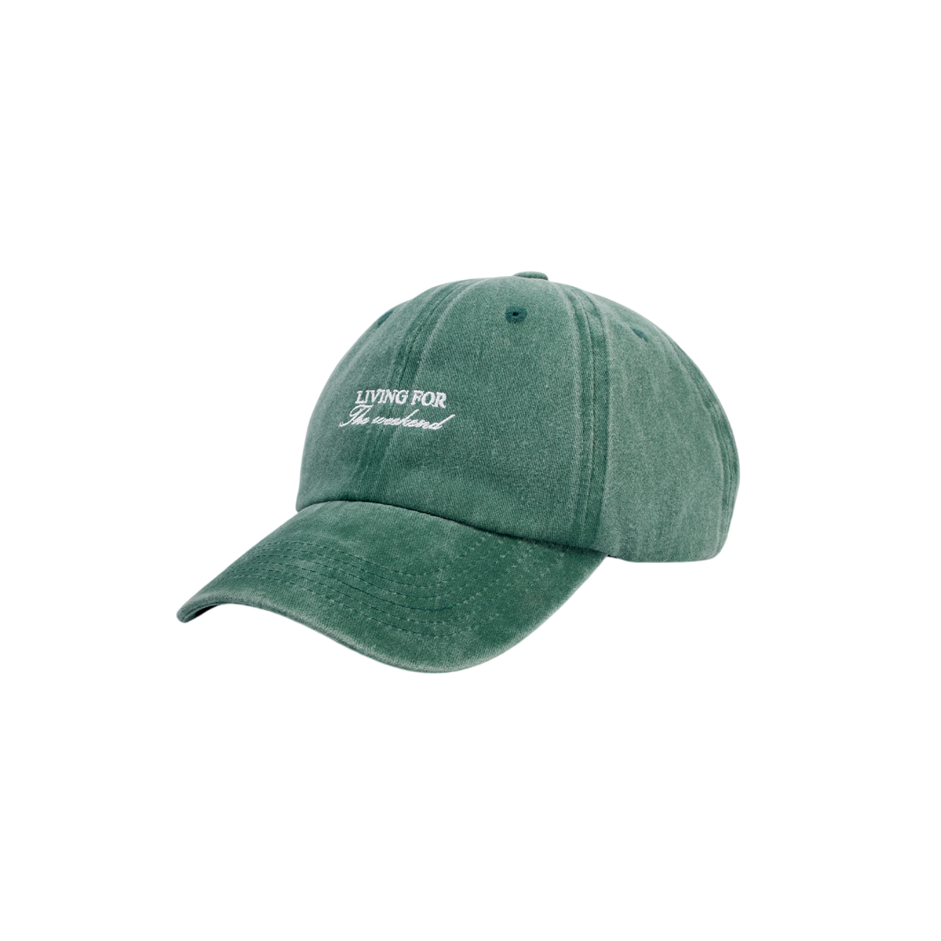 'Living For The Weekend' Embroidered Cap | Faded Green