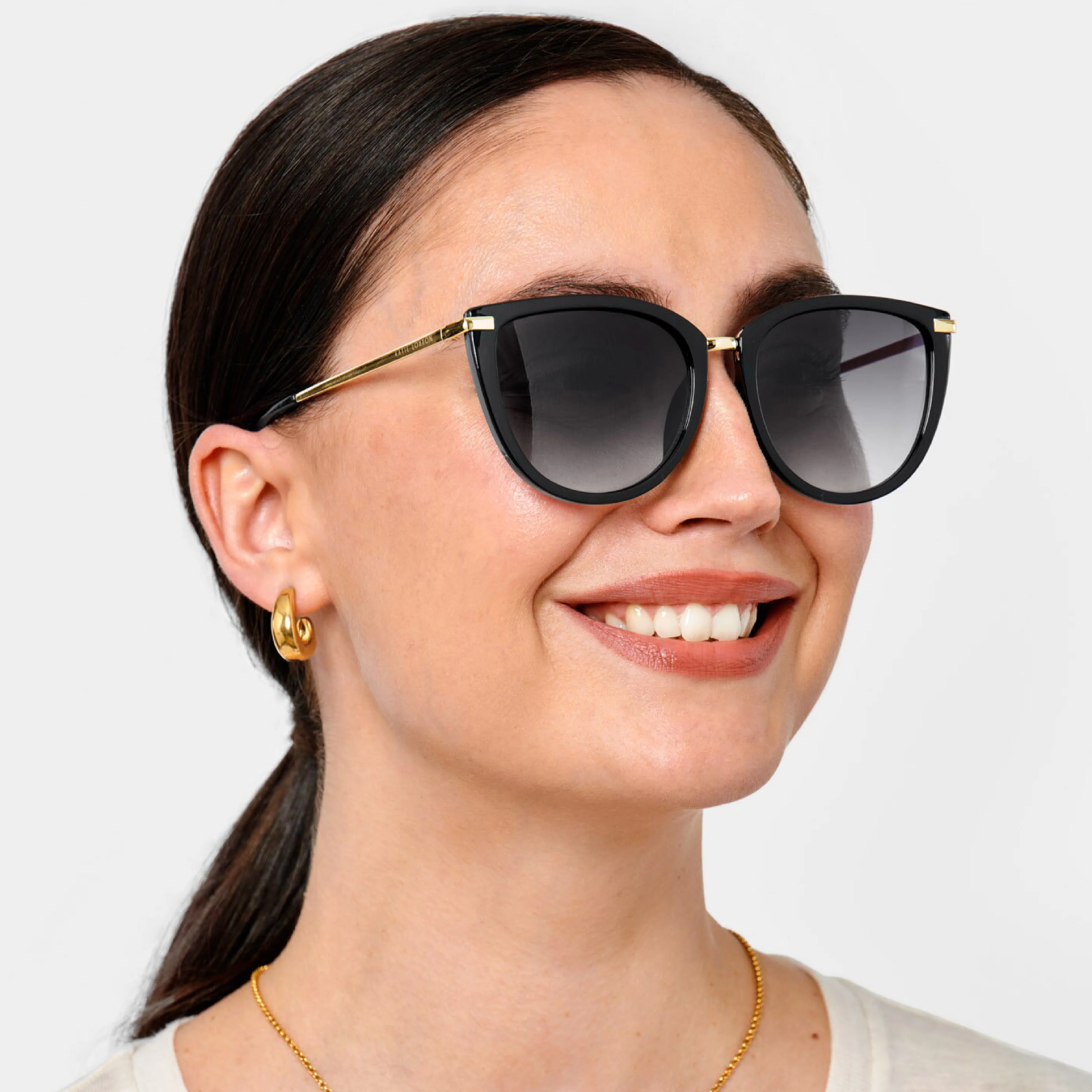 Sardinia Round Cat-Eye Sunglasses | Black - Image 2