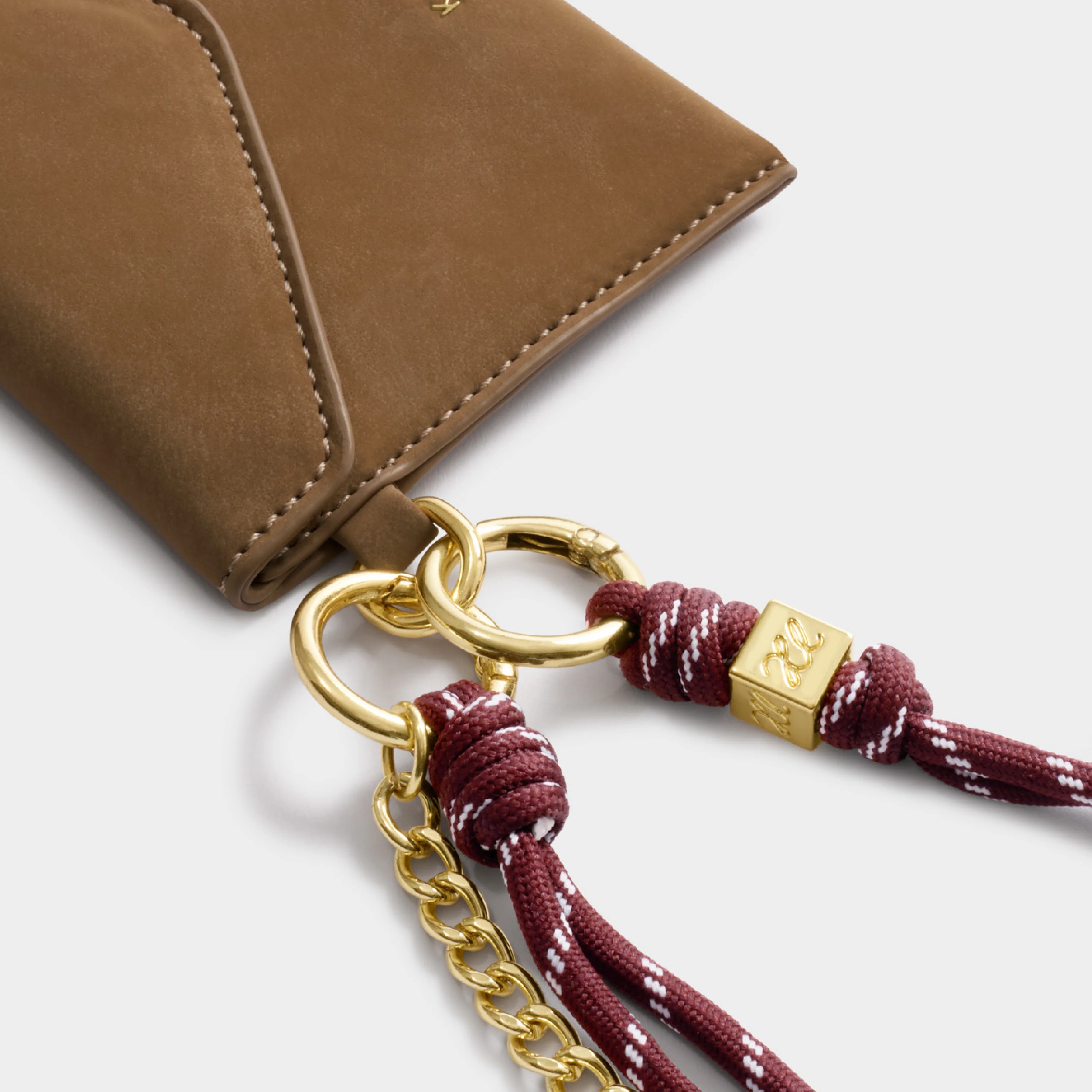 Suedette Purse with Cord | Caramel - Image 4