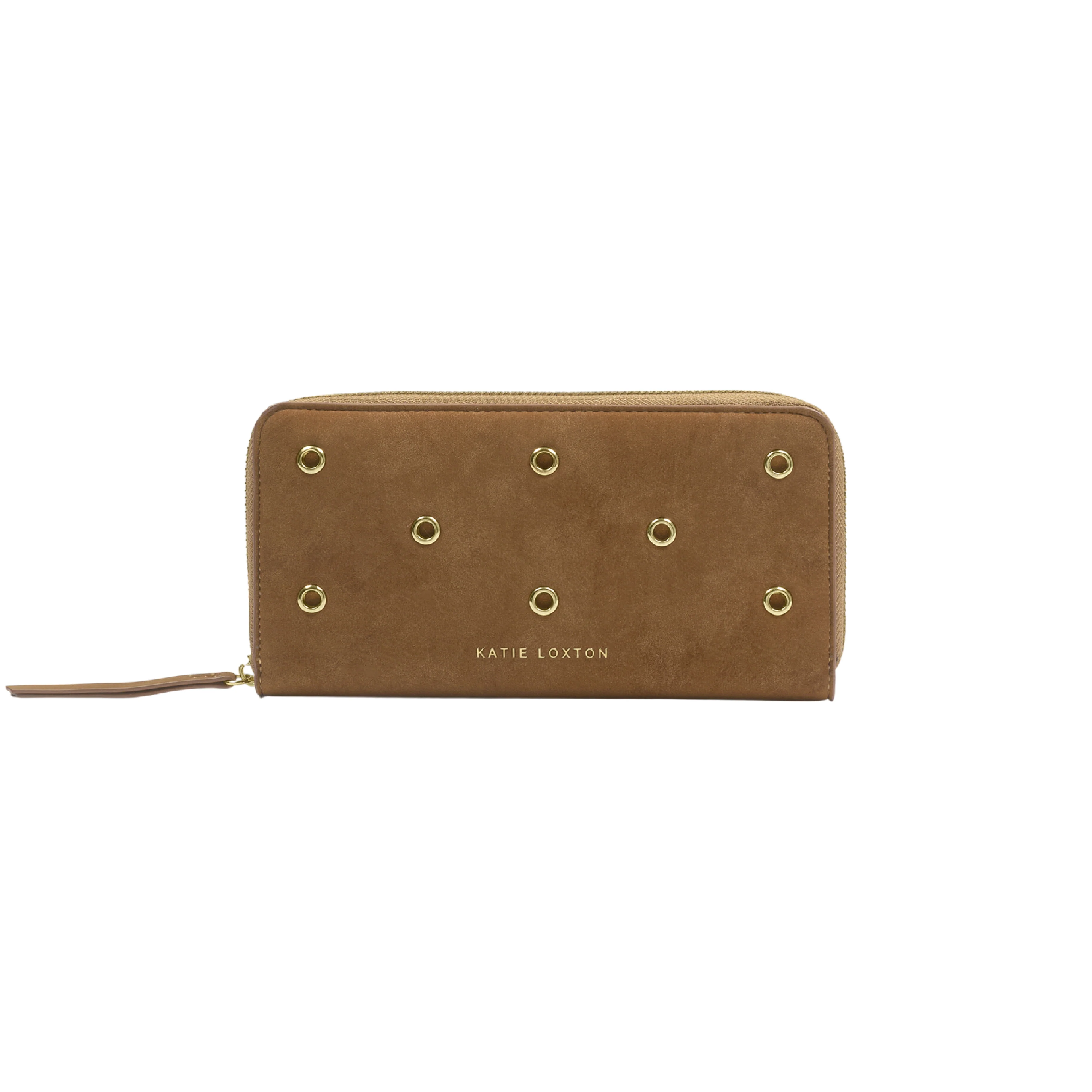 Suedette Purse with Eyelets | Caramel | Large