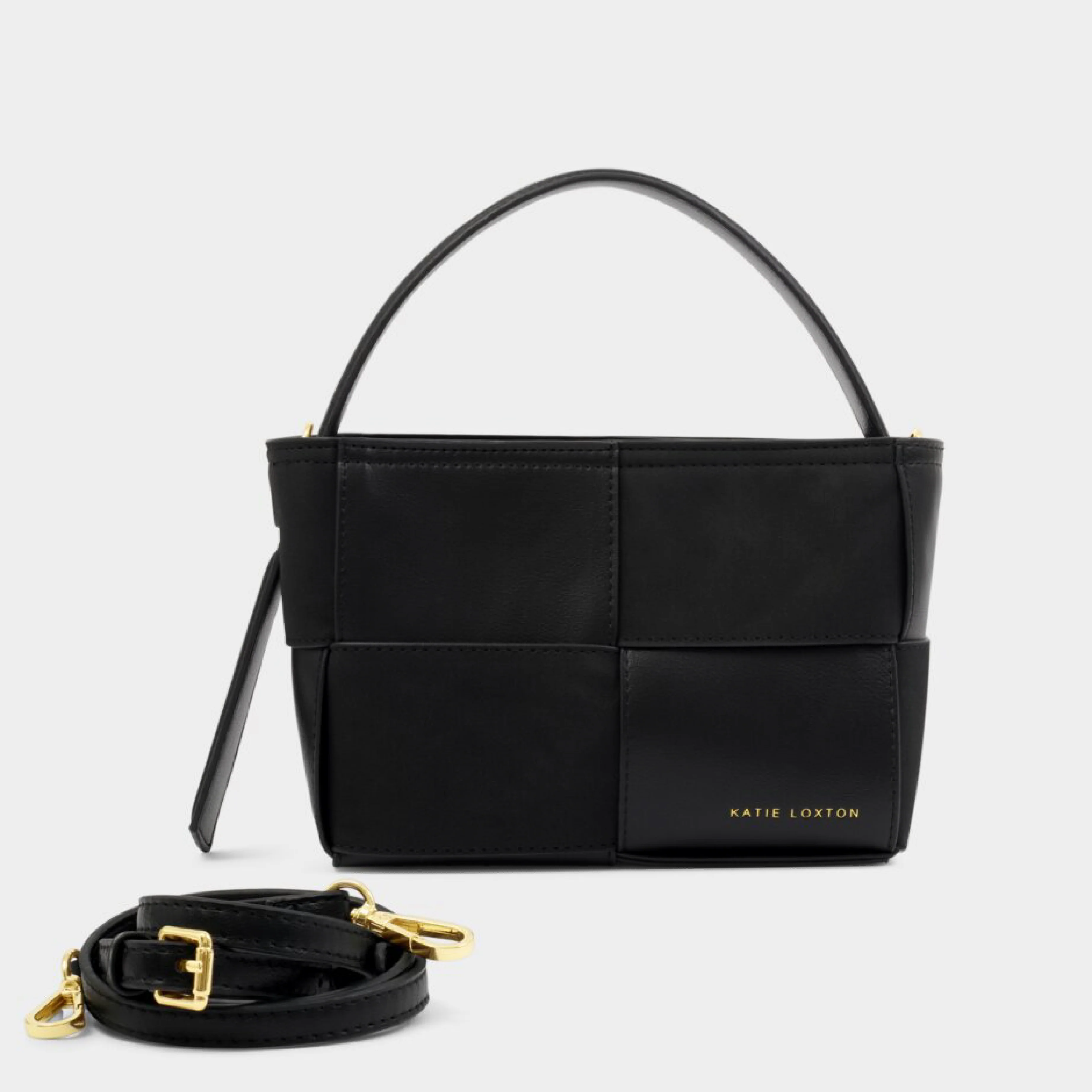 Taya Woven Suedette Top Handle Bag | Black - Image 4