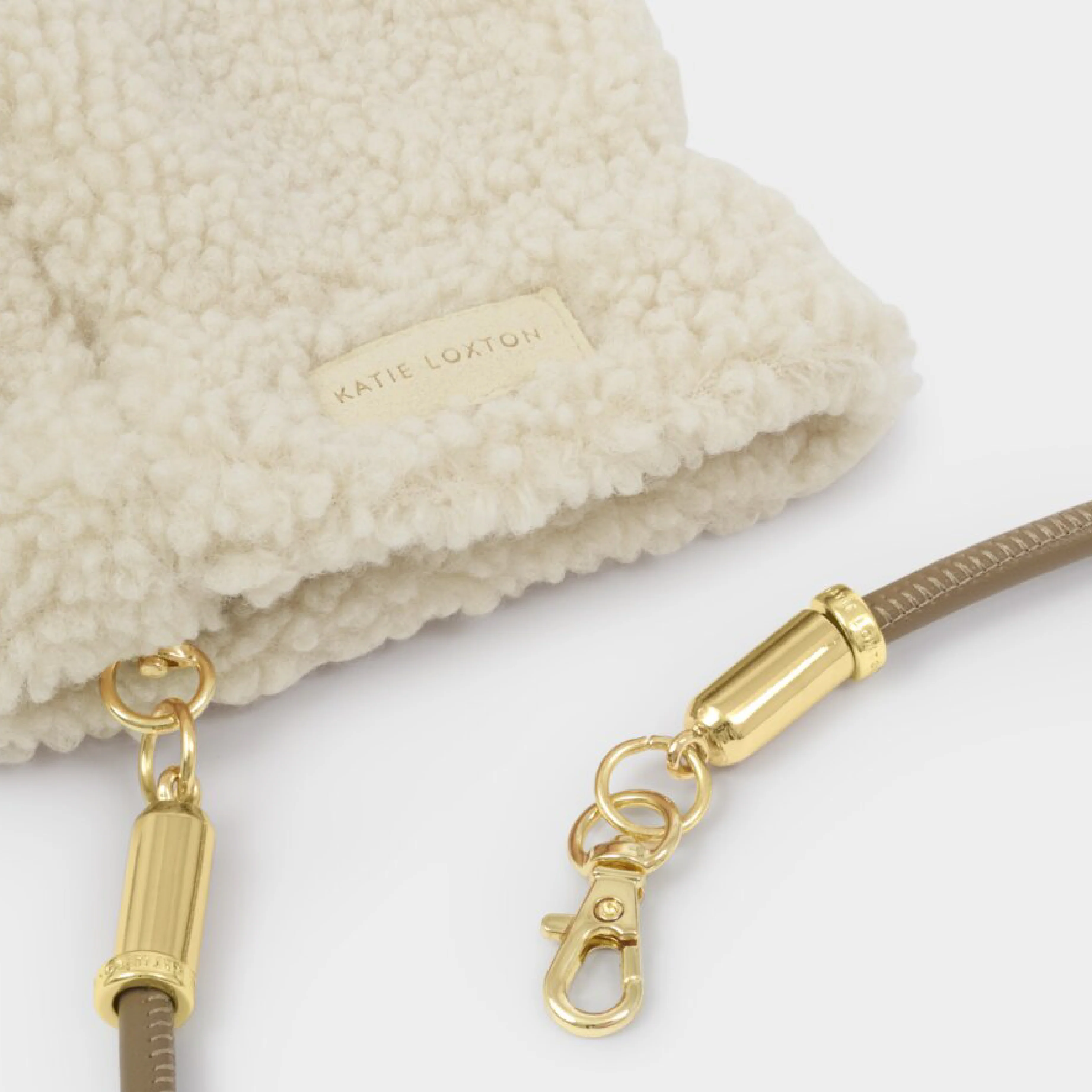 Teddy Mittens with Cord | Cream - Image 3