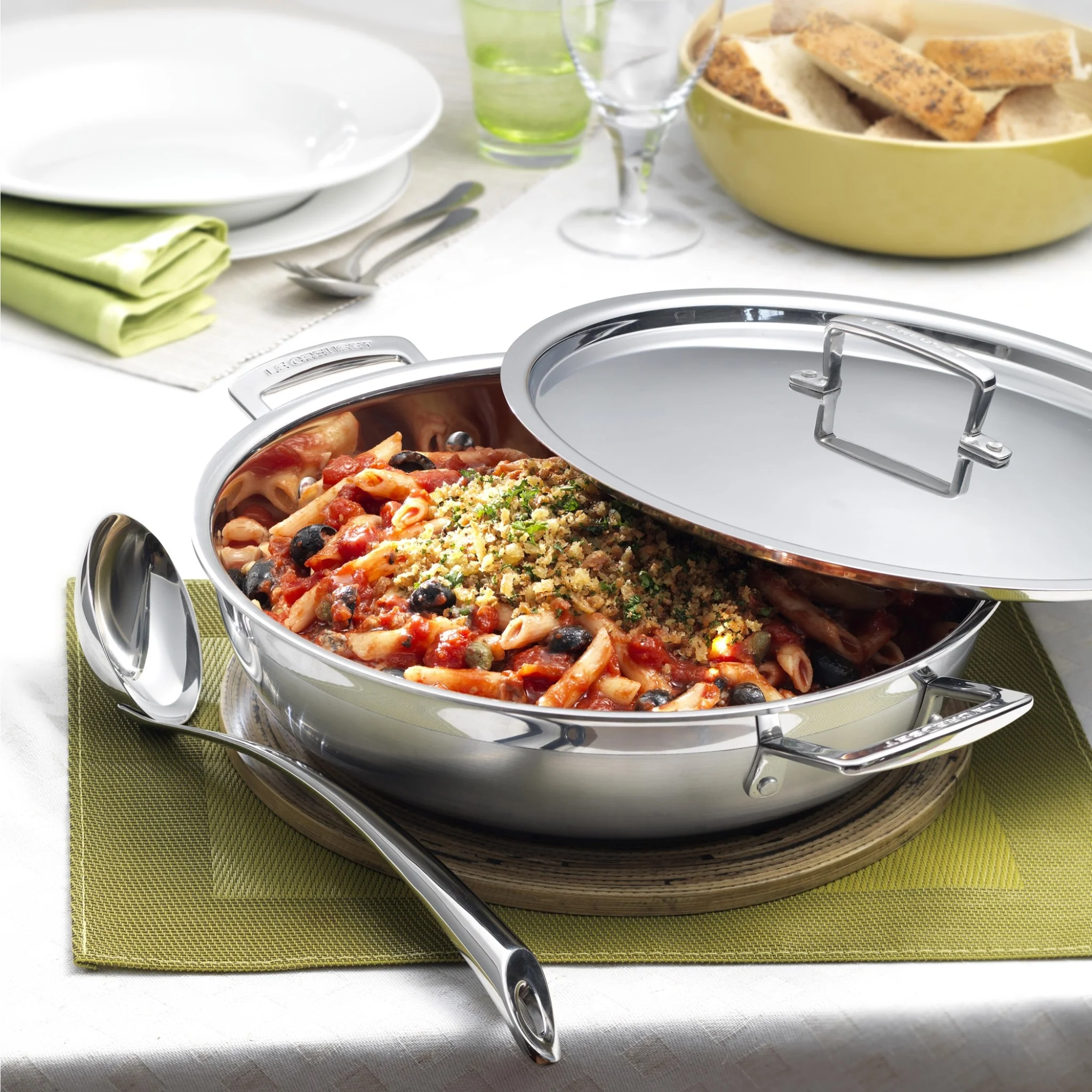 3-Ply Stainless Steel Shallow Casserole Dish with Lid | 26cm - Image 2
