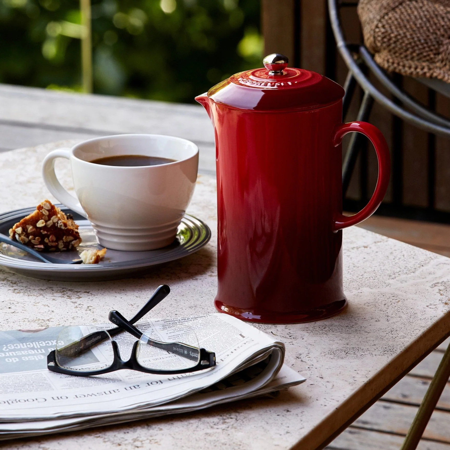 Cafetiere with Metal Press | Stoneware | Cerise - Image 2