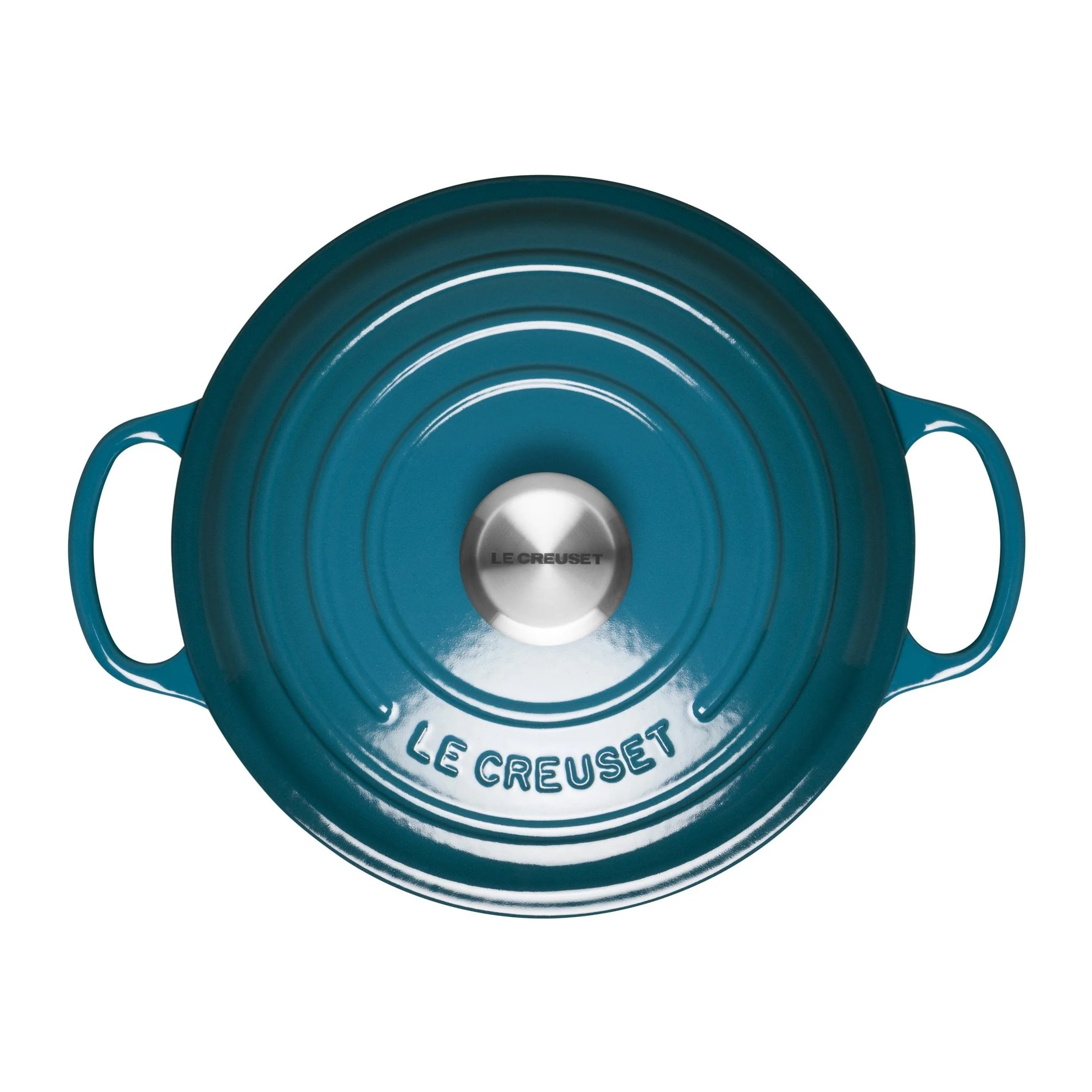 Round Cast Iron Casserole Dish | Deep Teal | 24cm - Image 4