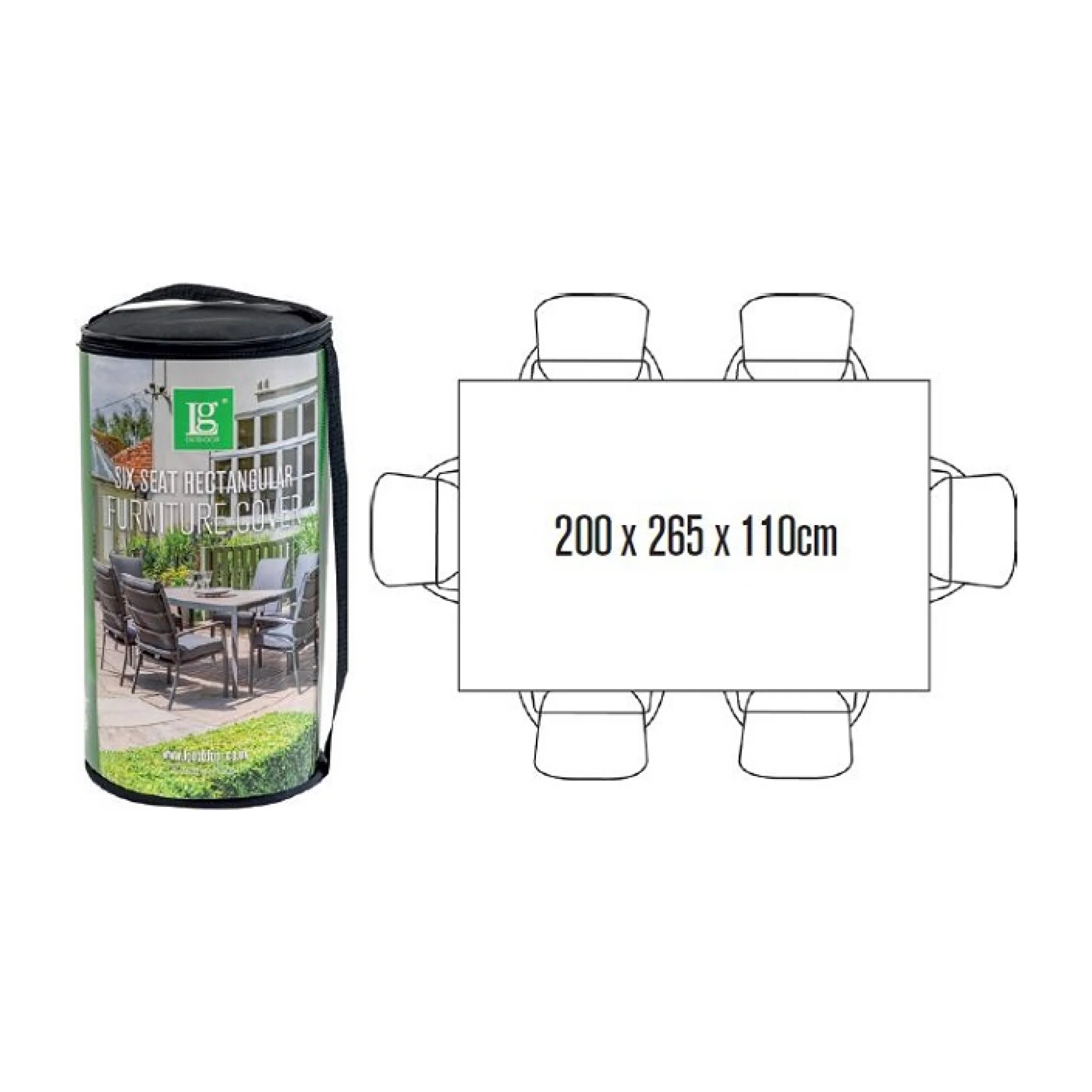 Deluxe 6 Seat Rectangular Outdoor Dining Set Cover - Image 3