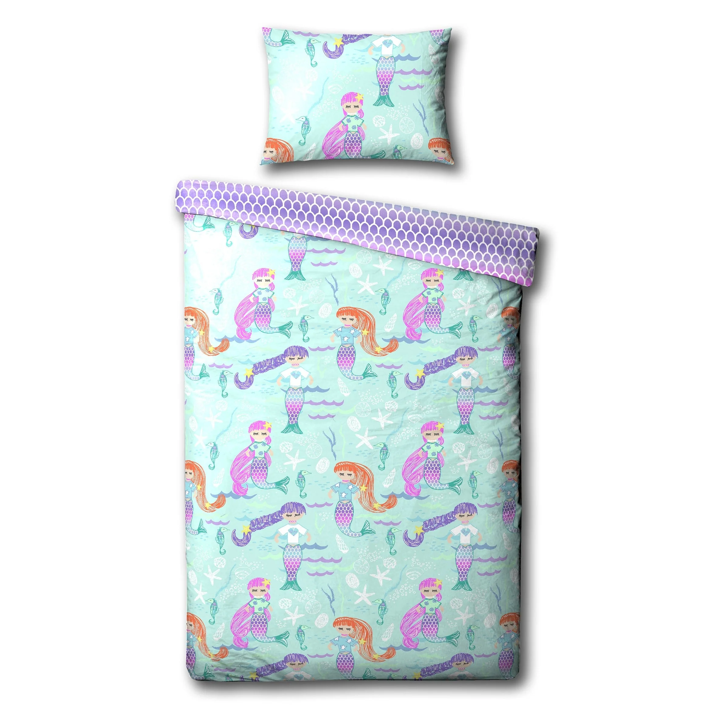 Mermaid Kids Duvet Cover Set | Blue & Purple - Image 4