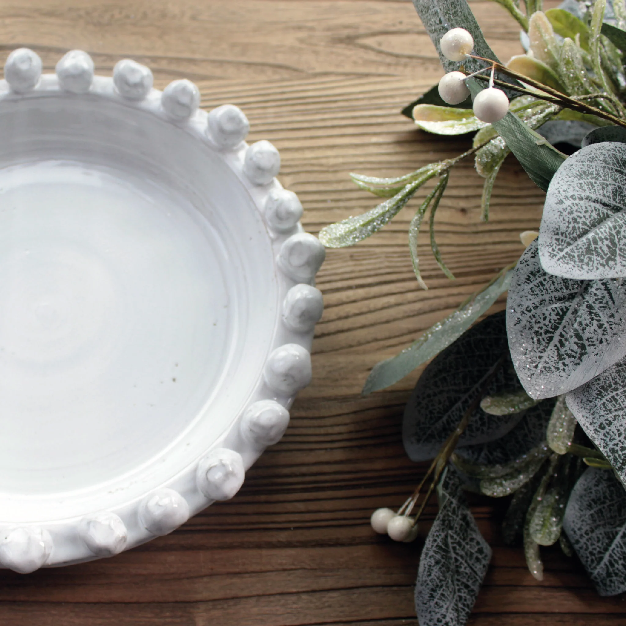 Decorative Bobble Edged Bowl | White | Large - Image 2