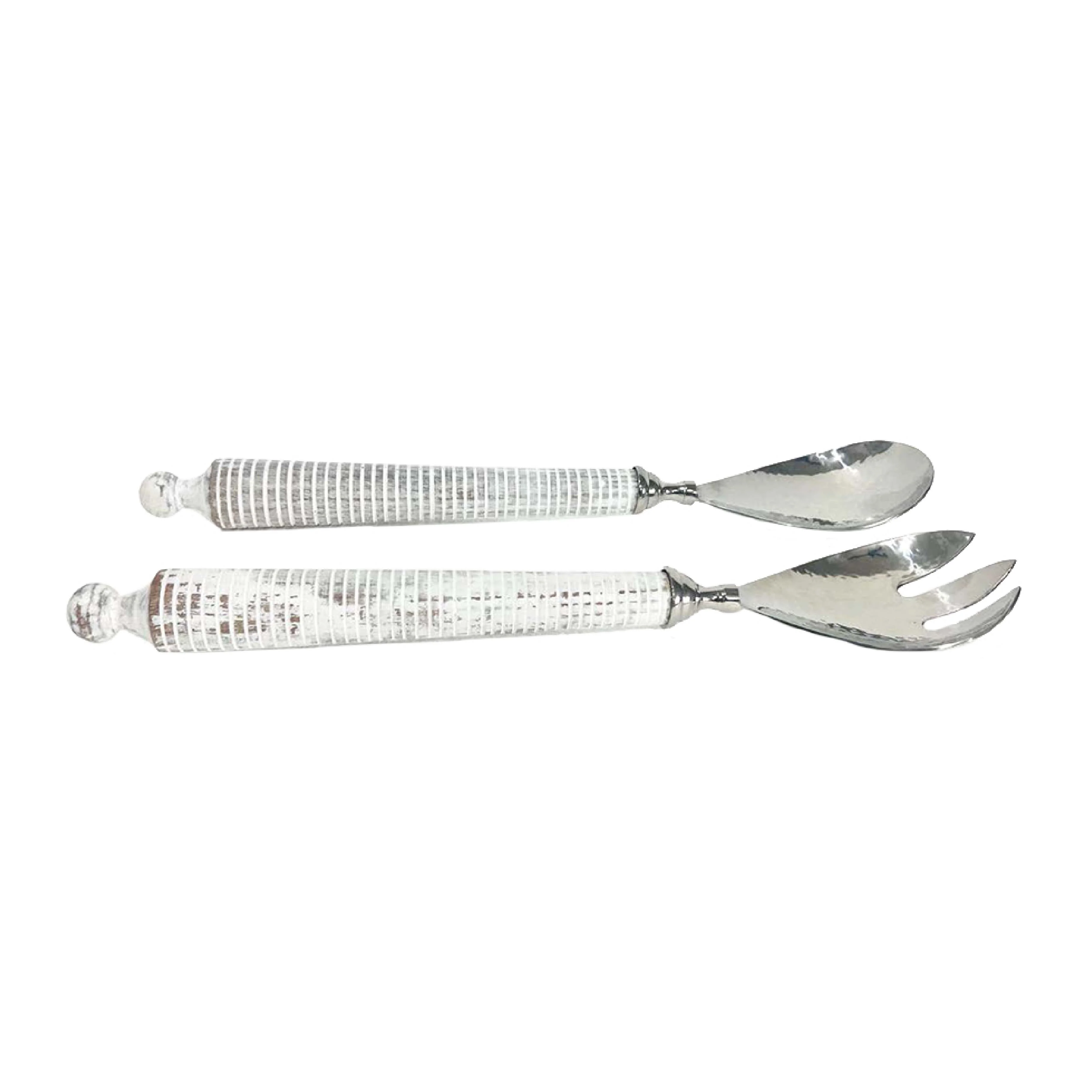 Stripe Salad Server Set | Mango Wood | 2 Piece