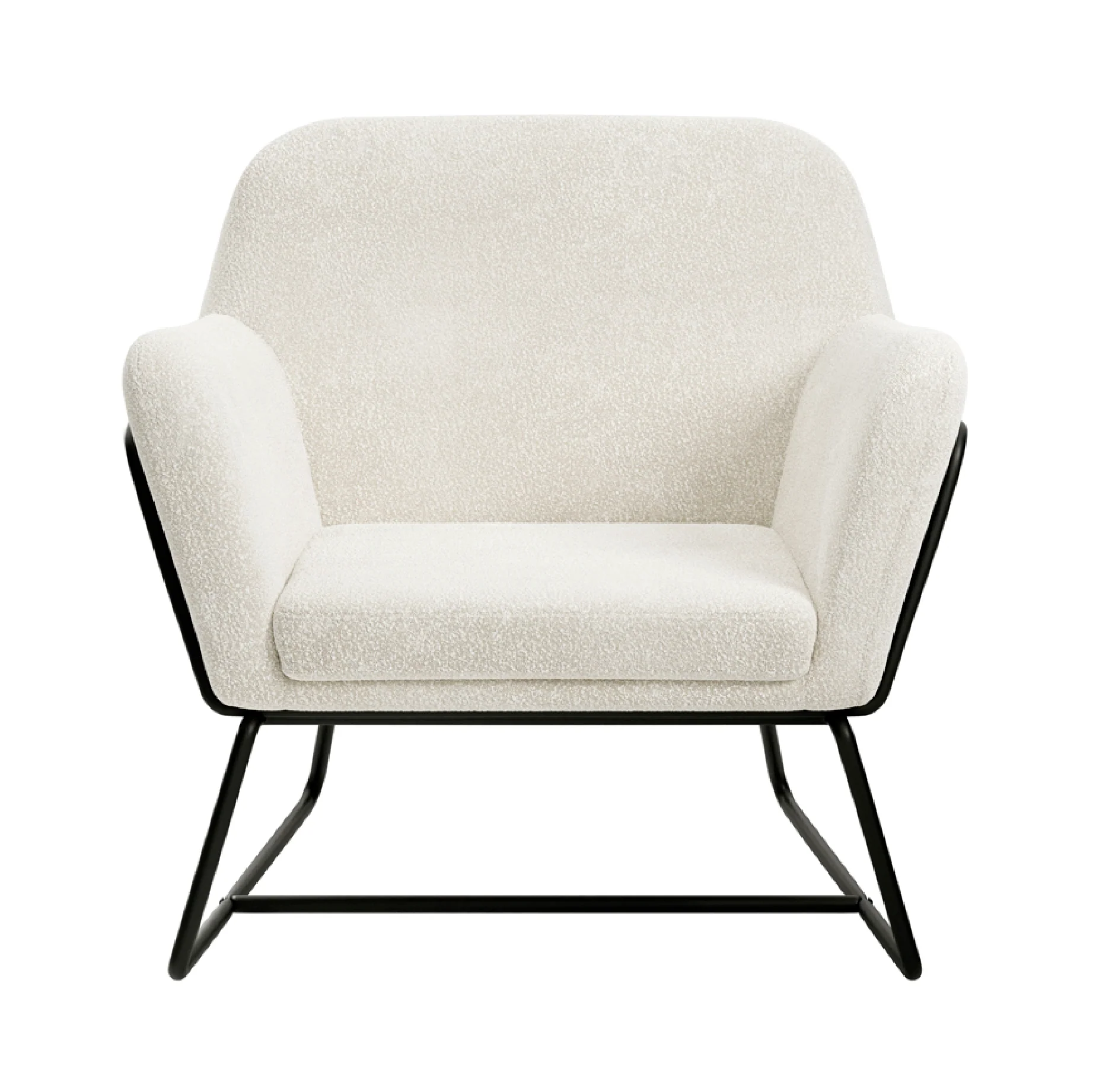 Charles Boucle Armchair | Ivory/Matte Black - Image 2