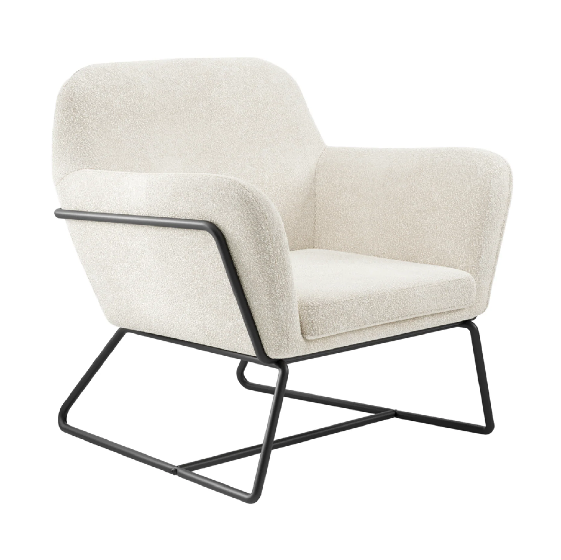 Charles Boucle Armchair | Ivory/Matte Black - Image 3