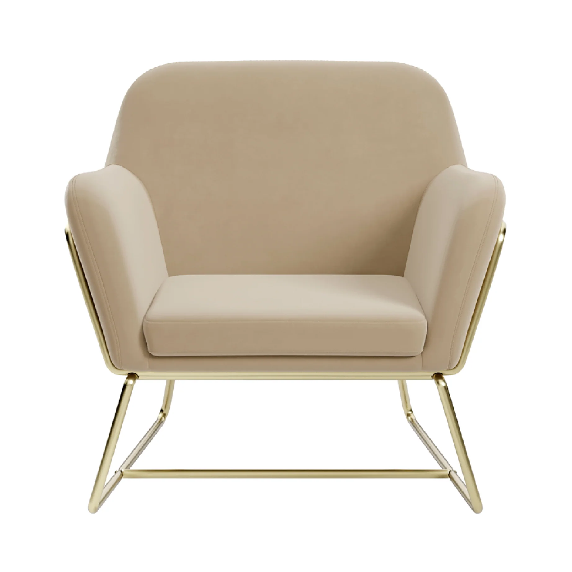 Charles Velvet Armchair | Beige/Brushed Gold - Image 2