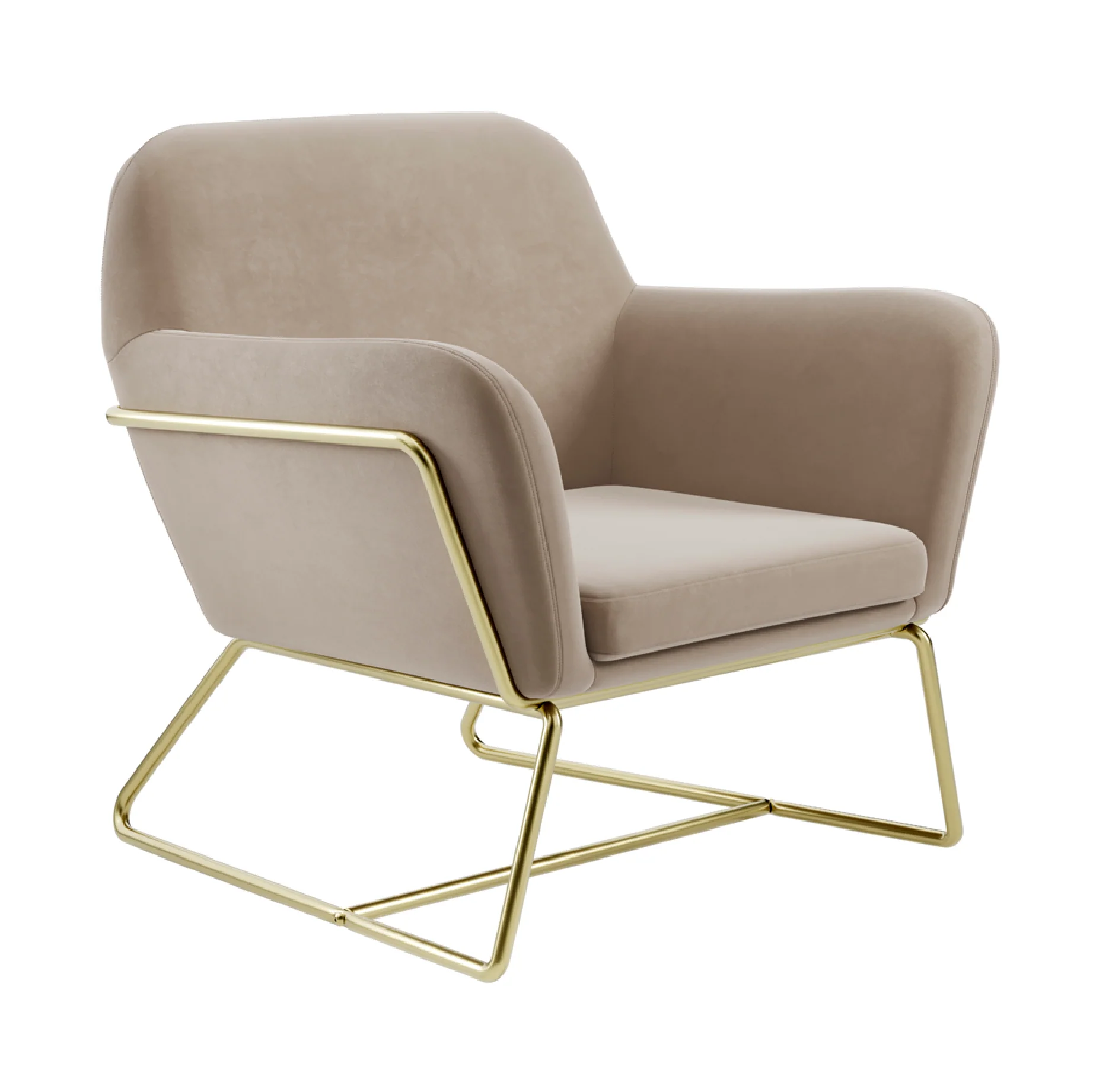 Charles Velvet Armchair | Beige/Brushed Gold - Image 3